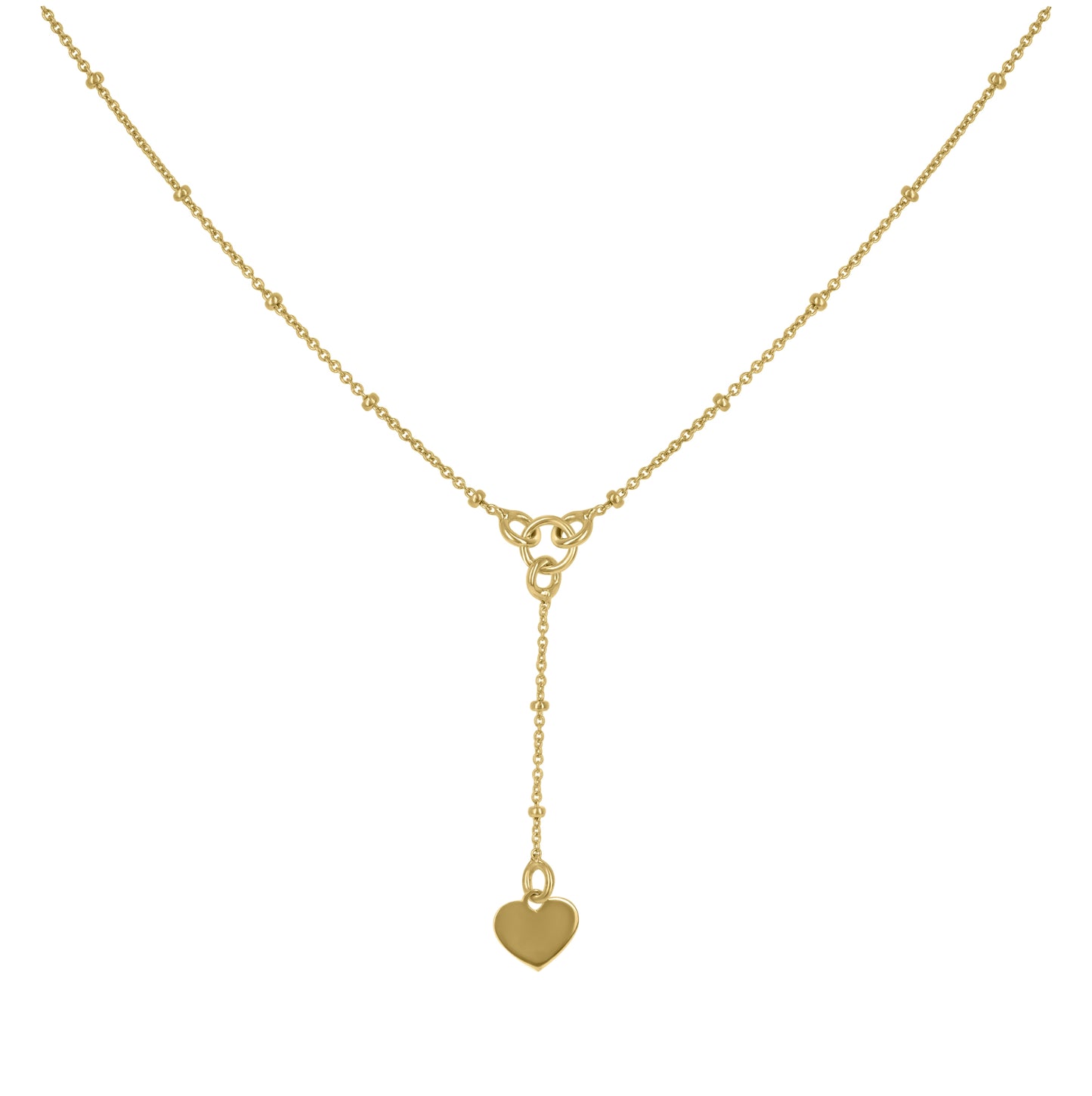 14K Yellow Gold Womens Heart Necklace 17.5 Inches