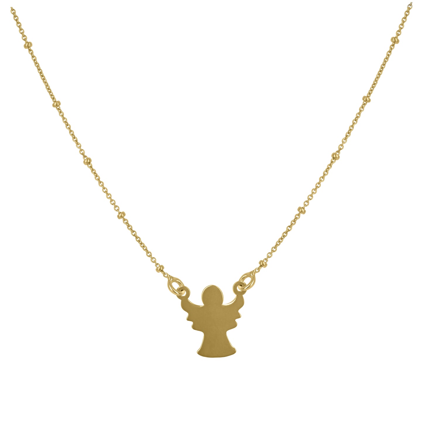 14K Yellow Gold Womens Angel Religious Necklace 17.5 Inches