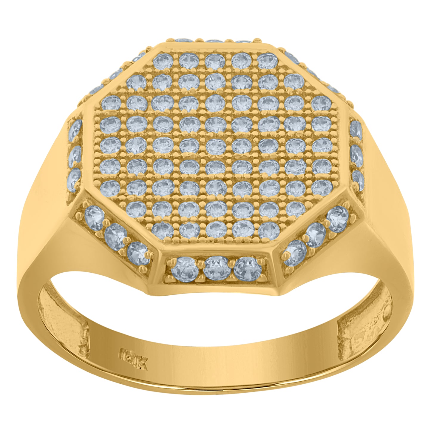 10K Yellow Gold Mens Cubic-Zirconia Octagon Head Cluster Fashion Rings