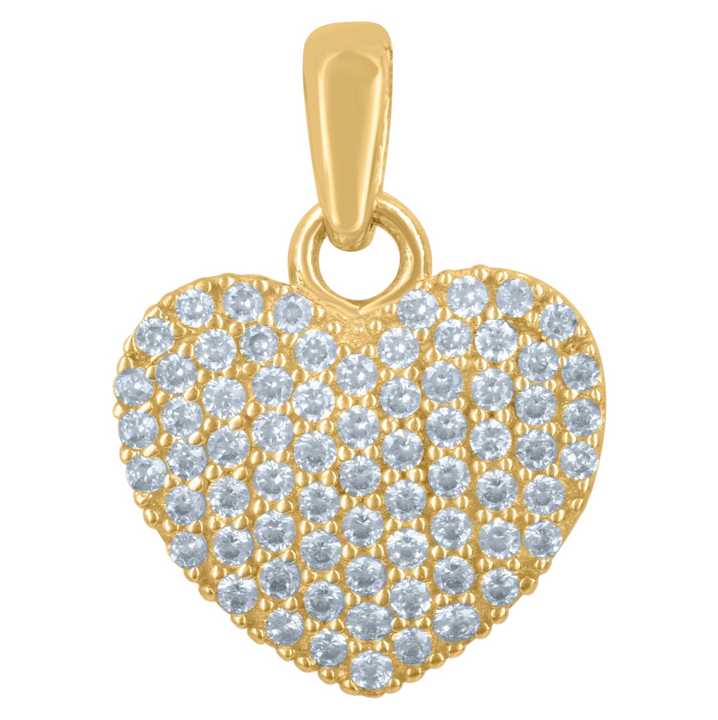 10K Yellow Gold Womens Cubic Zirconia Heart Charm Pendant