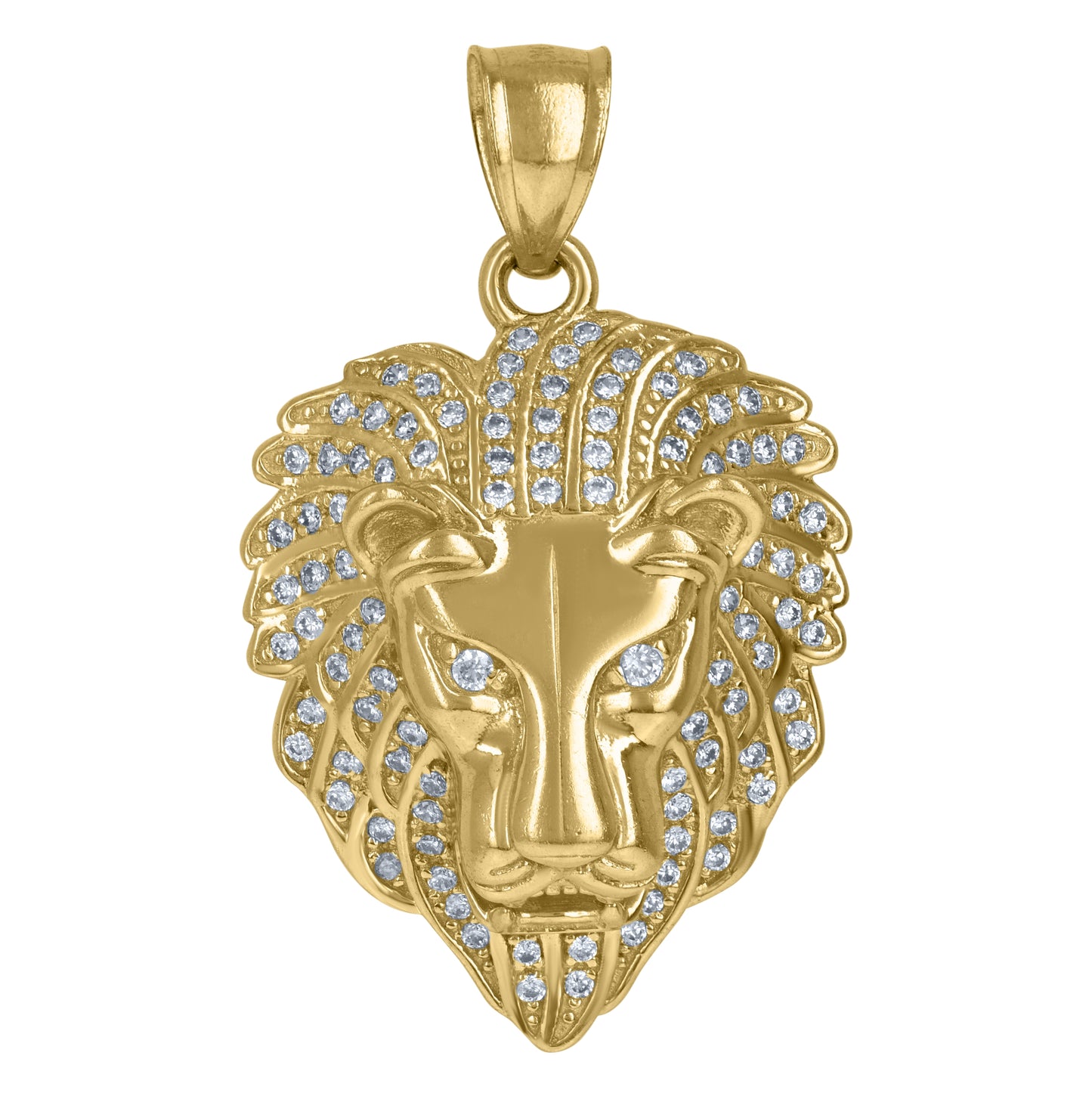 10K Yellow Gold Mens Cubic-Zirconia Leo/Lion Zodiac Sign/Wildlife Charm Pendant