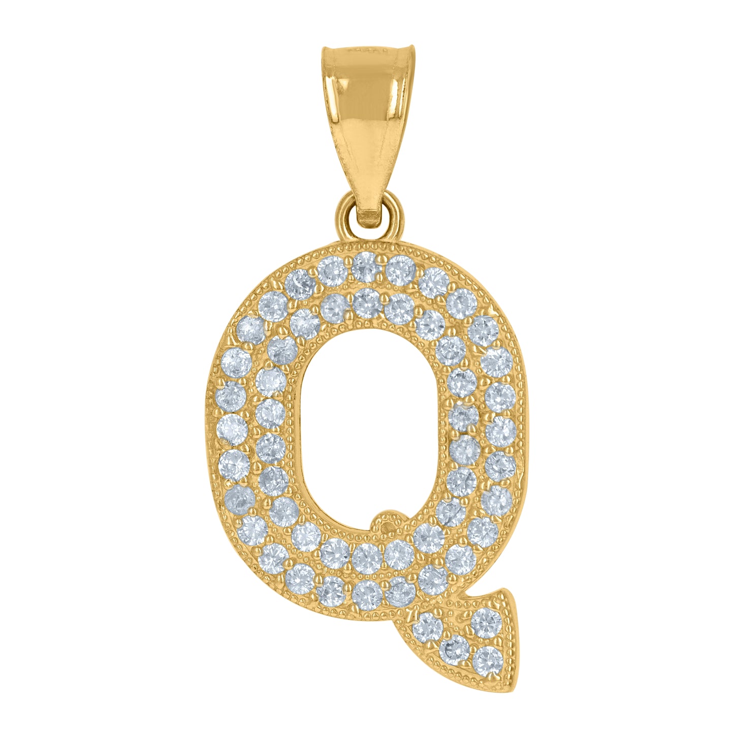 10K Yellow Gold Womens Cubic Zirconia Alphabet Initial Charm Pendant
