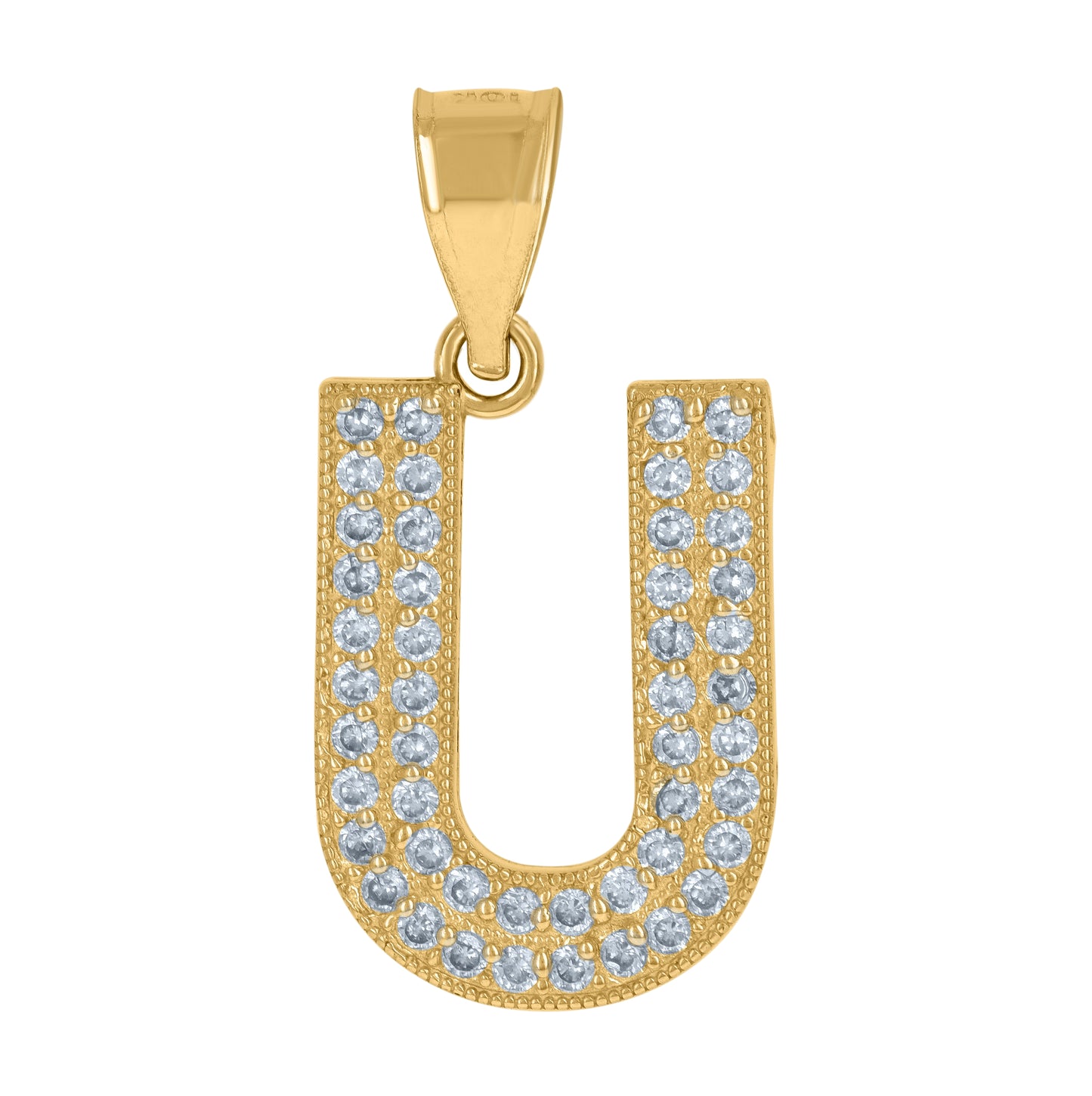 10K Yellow Gold Womens Cubic Zirconia Alphabet Initial Charm Pendant