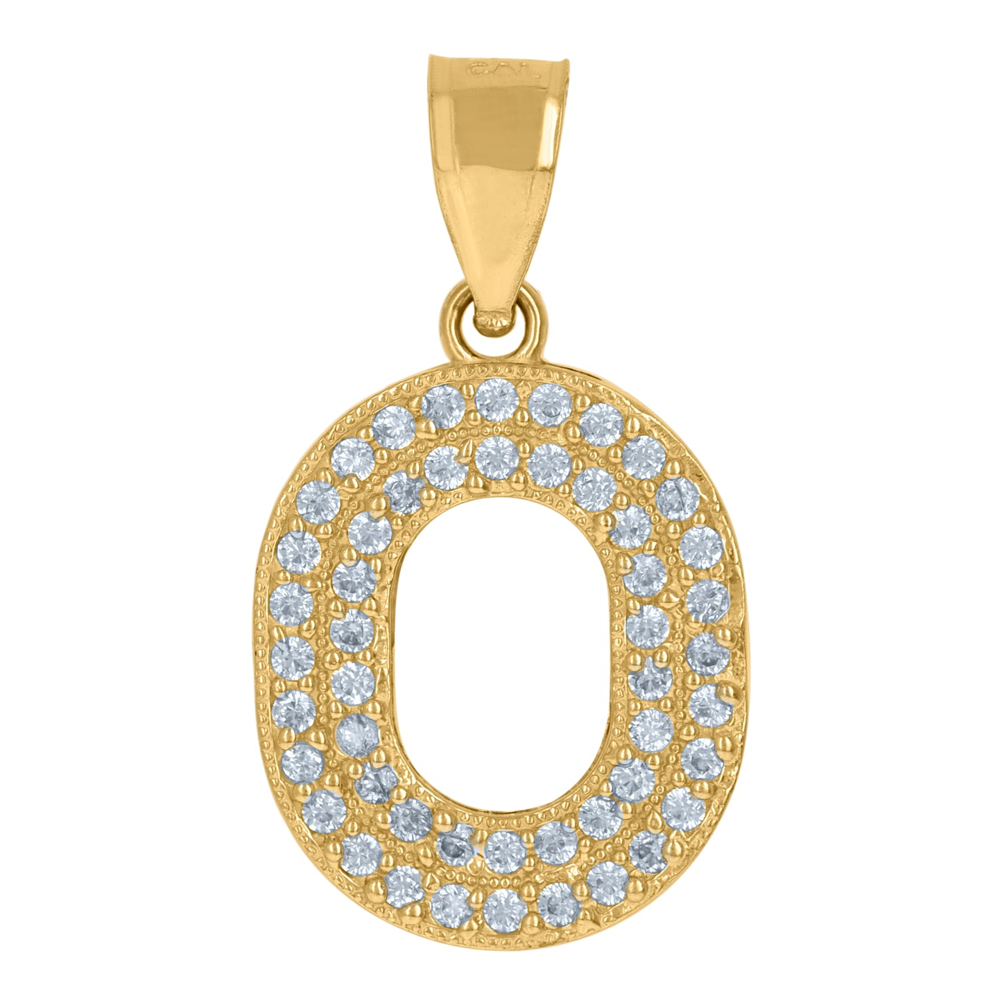 10K Yellow Gold Womens Cubic Zirconia Alphabet Initial Charm Pendant