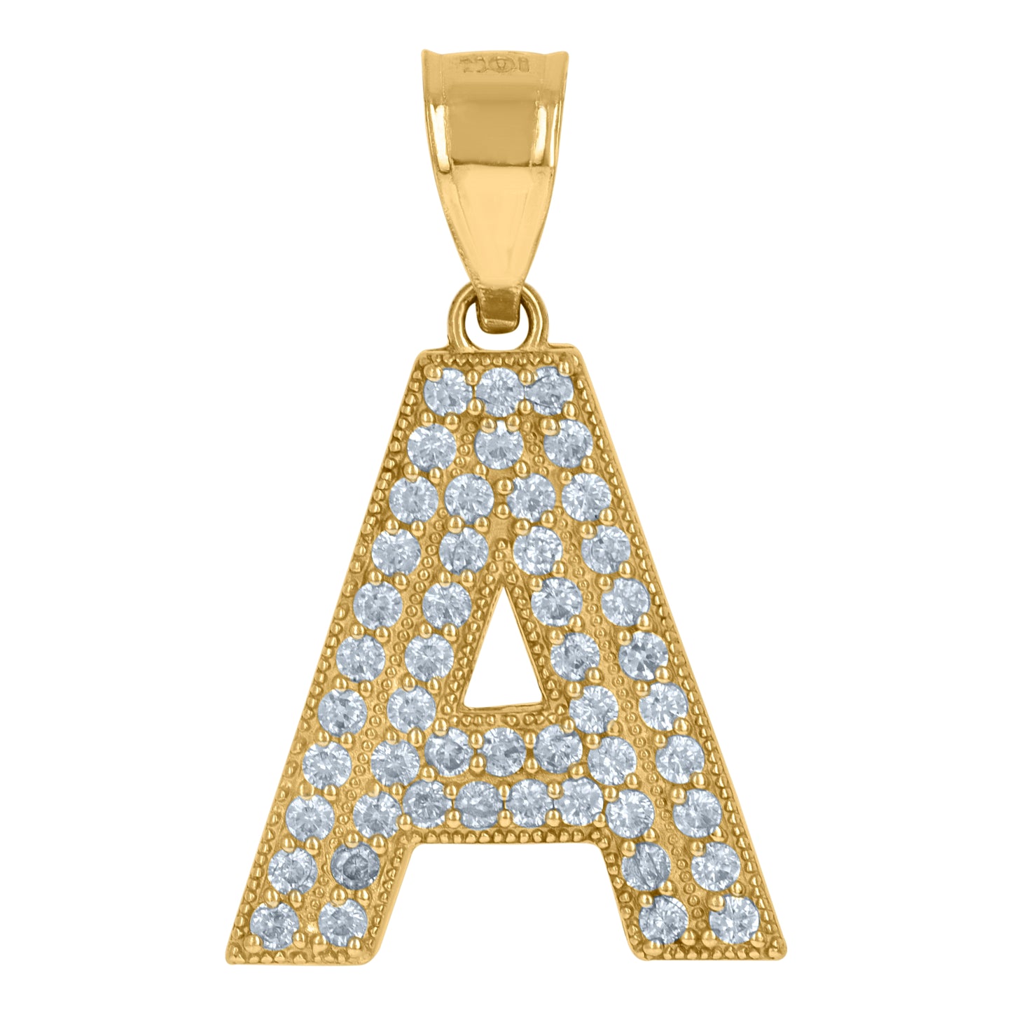 10K Yellow Gold Womens Cubic Zirconia Alphabet Initial Charm Pendant