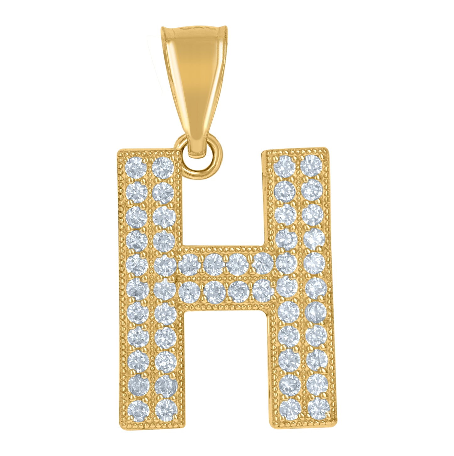 10K Yellow Gold Womens Cubic Zirconia Alphabet Initial Charm Pendant