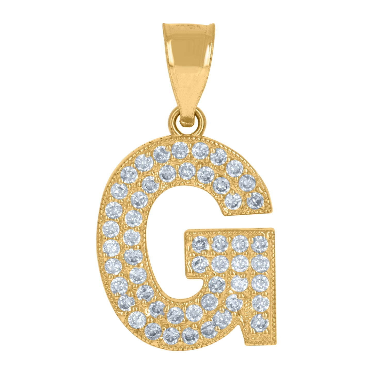 10K Yellow Gold Womens Cubic Zirconia Alphabet Initial Charm Pendant