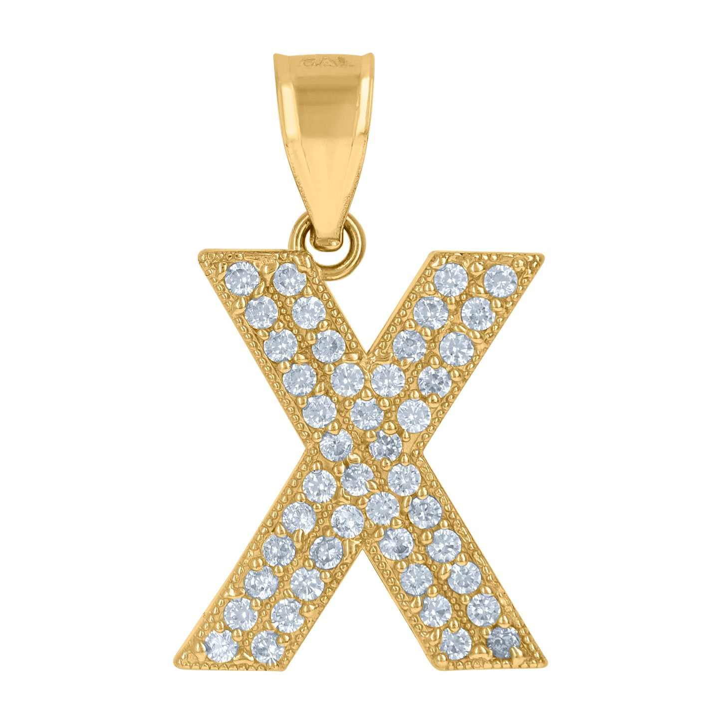 10K Yellow Gold Womens Cubic Zirconia Alphabet Initial Charm Pendant