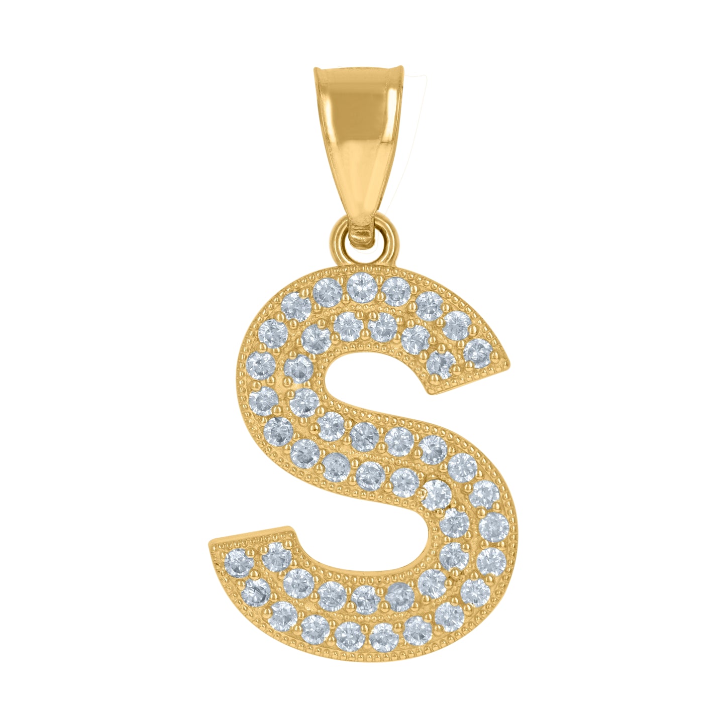 10K Yellow Gold Womens Cubic Zirconia Alphabet Initial Charm Pendant