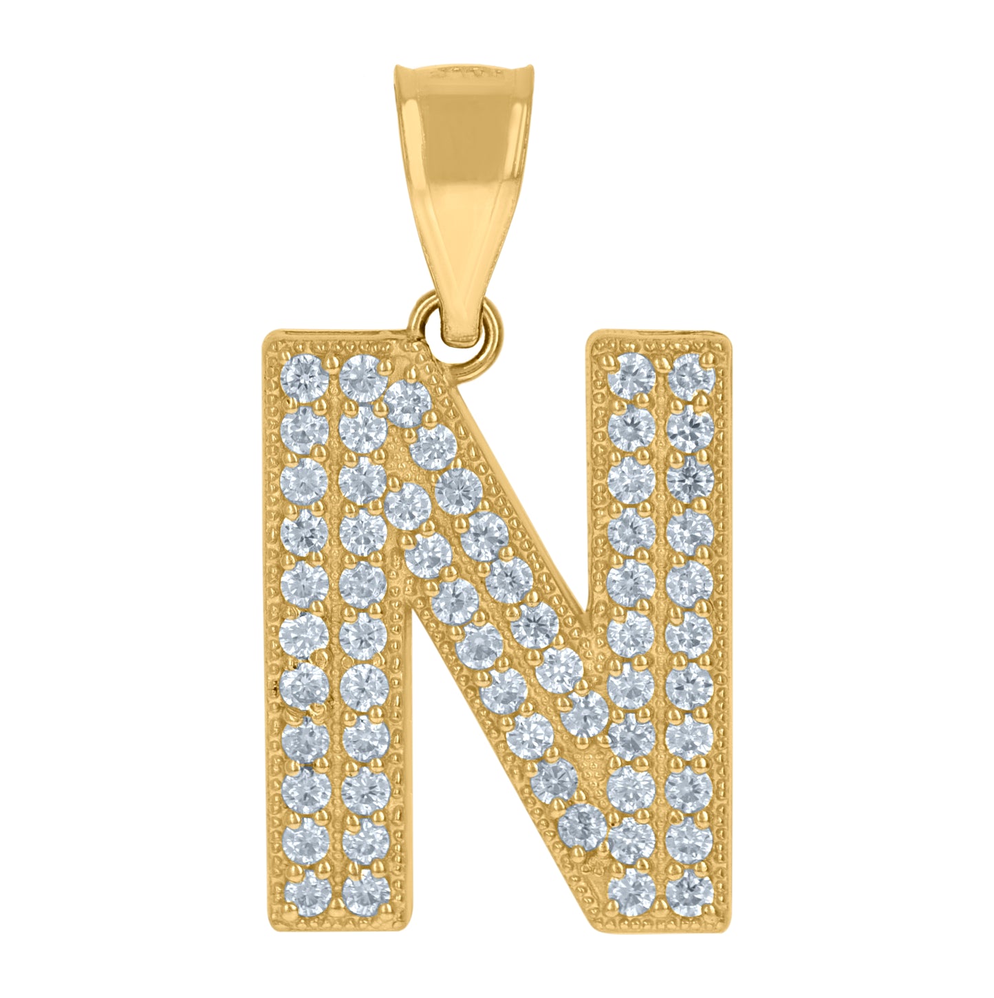 10K Yellow Gold Womens Cubic Zirconia Alphabet Initial Charm Pendant