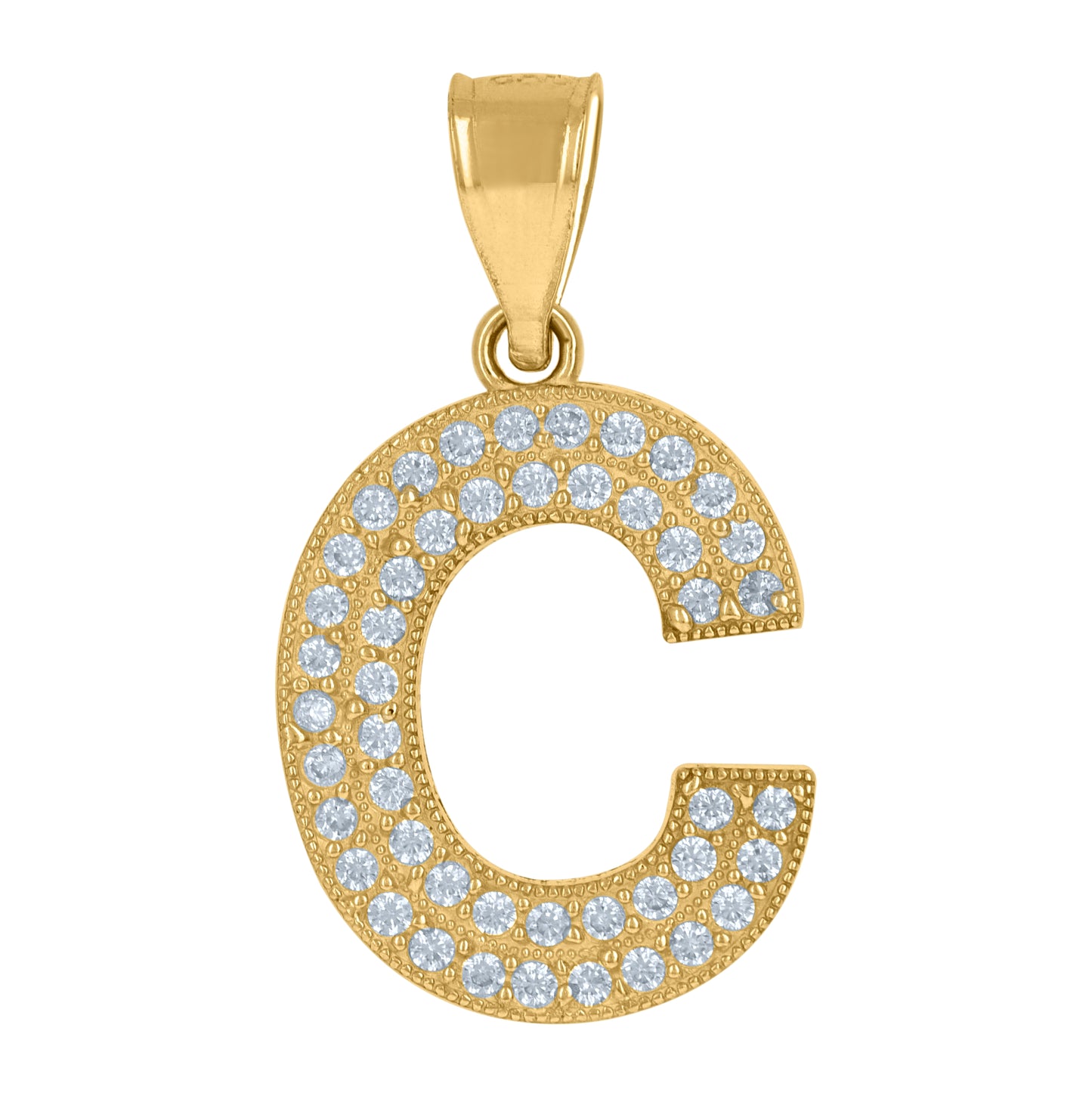 10K Yellow Gold Womens Cubic Zirconia Alphabet Initial Charm Pendant