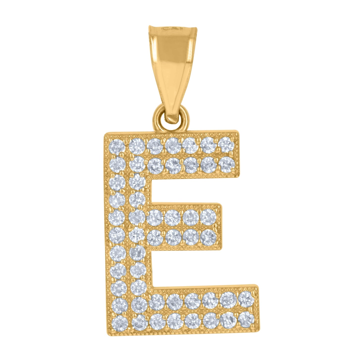 10K Yellow Gold Womens Cubic Zirconia Alphabet Initial Charm Pendant