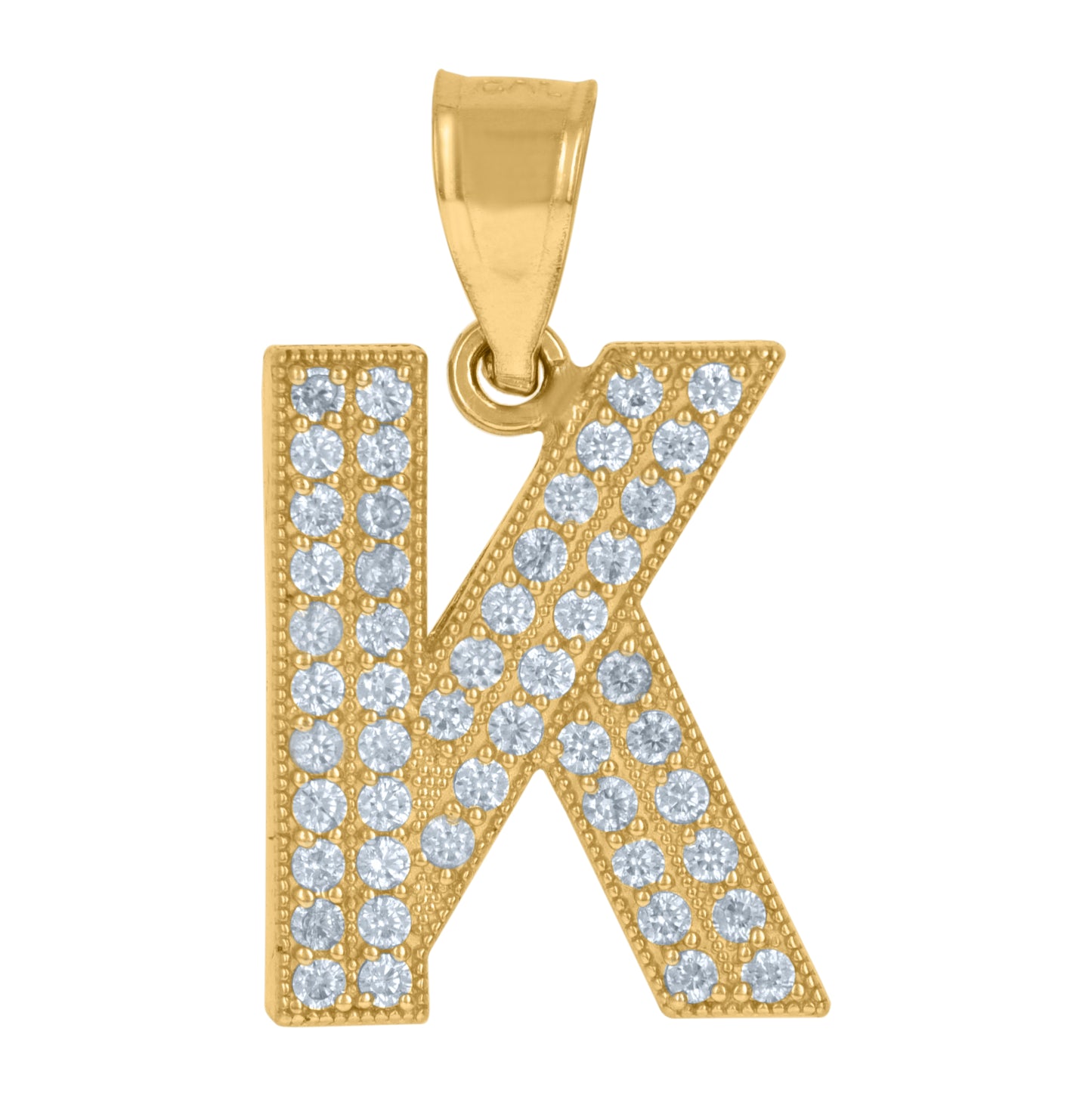 10K Yellow Gold Womens Cubic Zirconia Alphabet Initial Charm Pendant