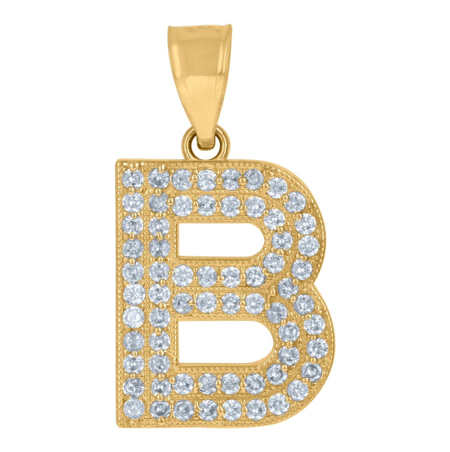 10K Yellow Gold Womens Cubic Zirconia Alphabet Initial Charm Pendant