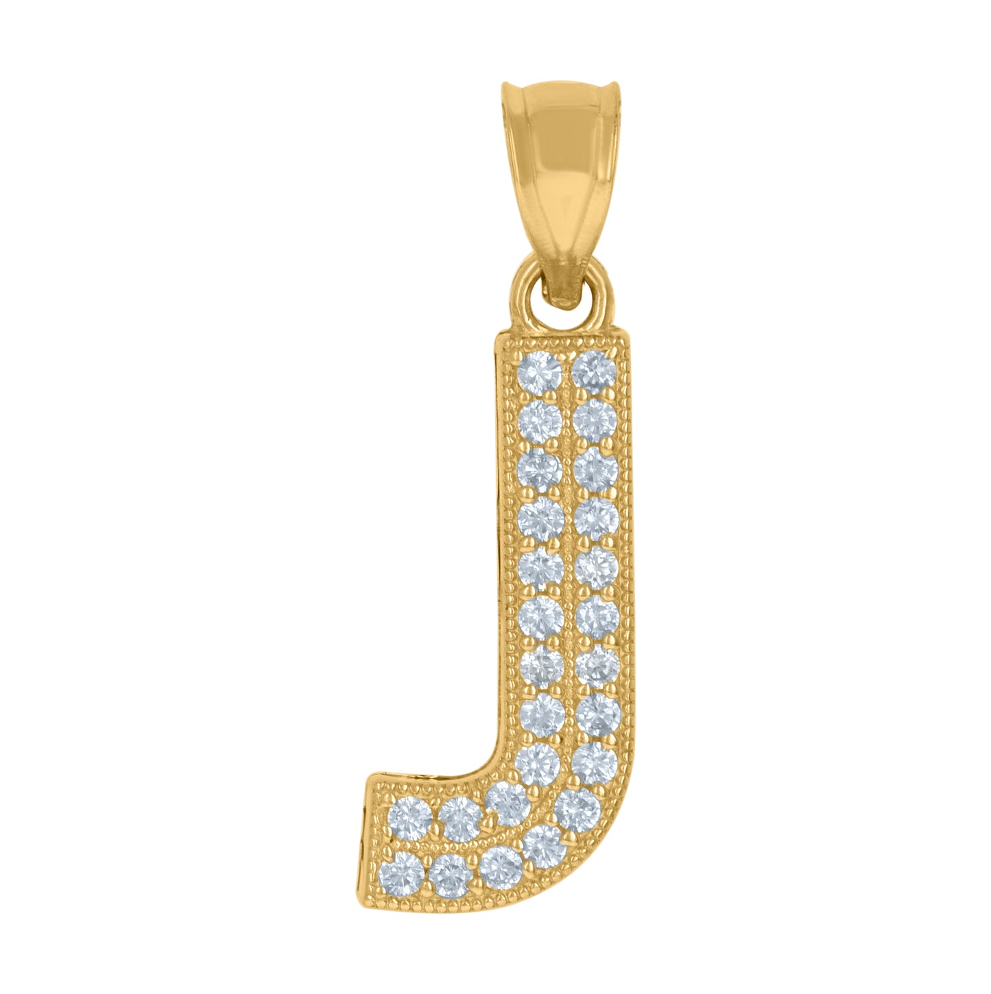 10K Yellow Gold Womens Cubic Zirconia Alphabet Initial Charm Pendant
