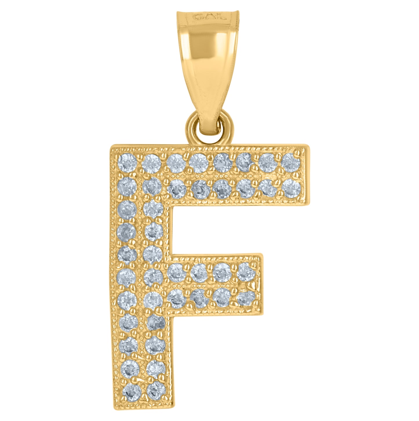 10K Yellow Gold Womens Cubic Zirconia Alphabet Initial Charm Pendant
