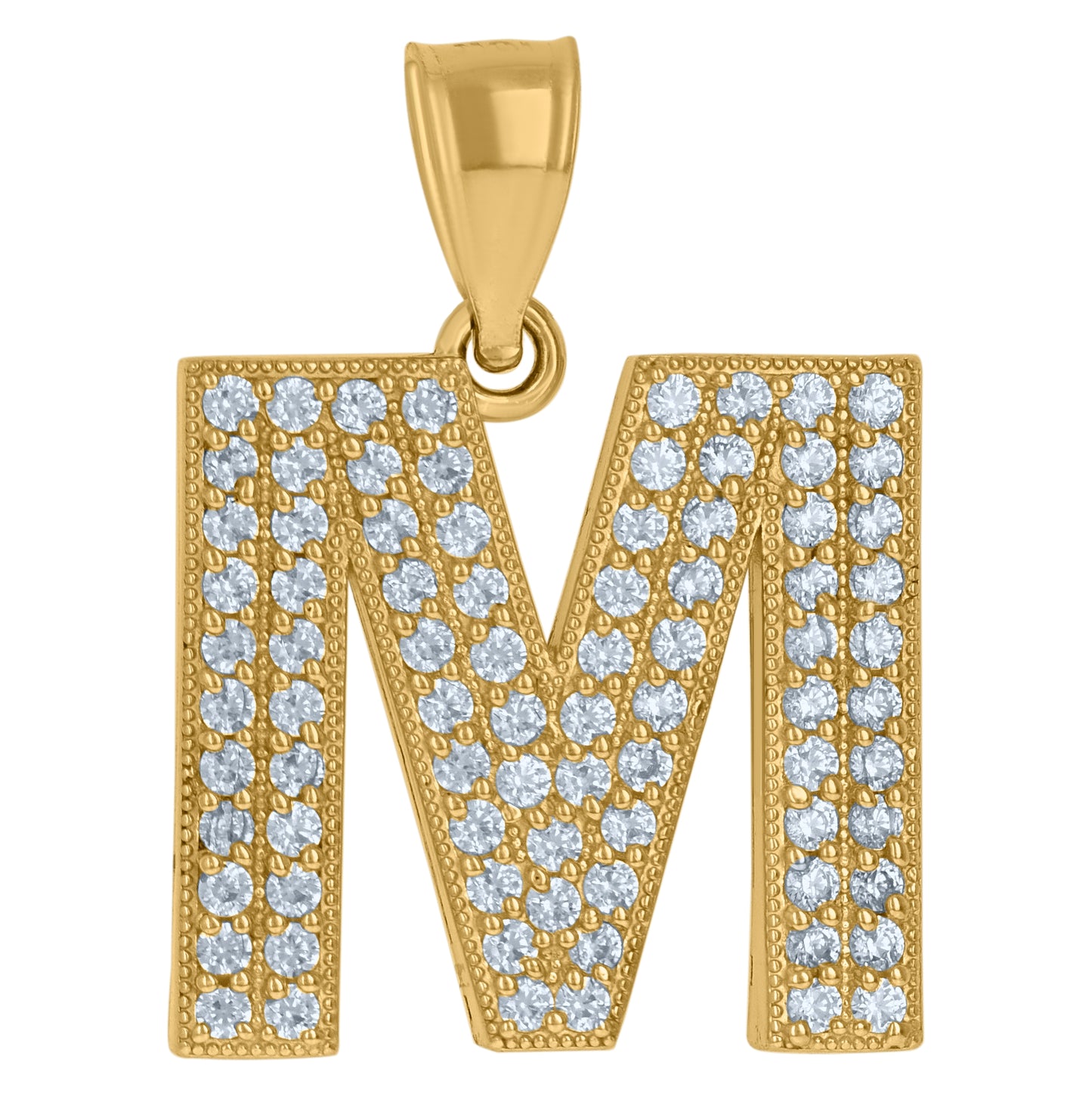 10K Yellow Gold Womens Cubic Zirconia Alphabet Initial Charm Pendant