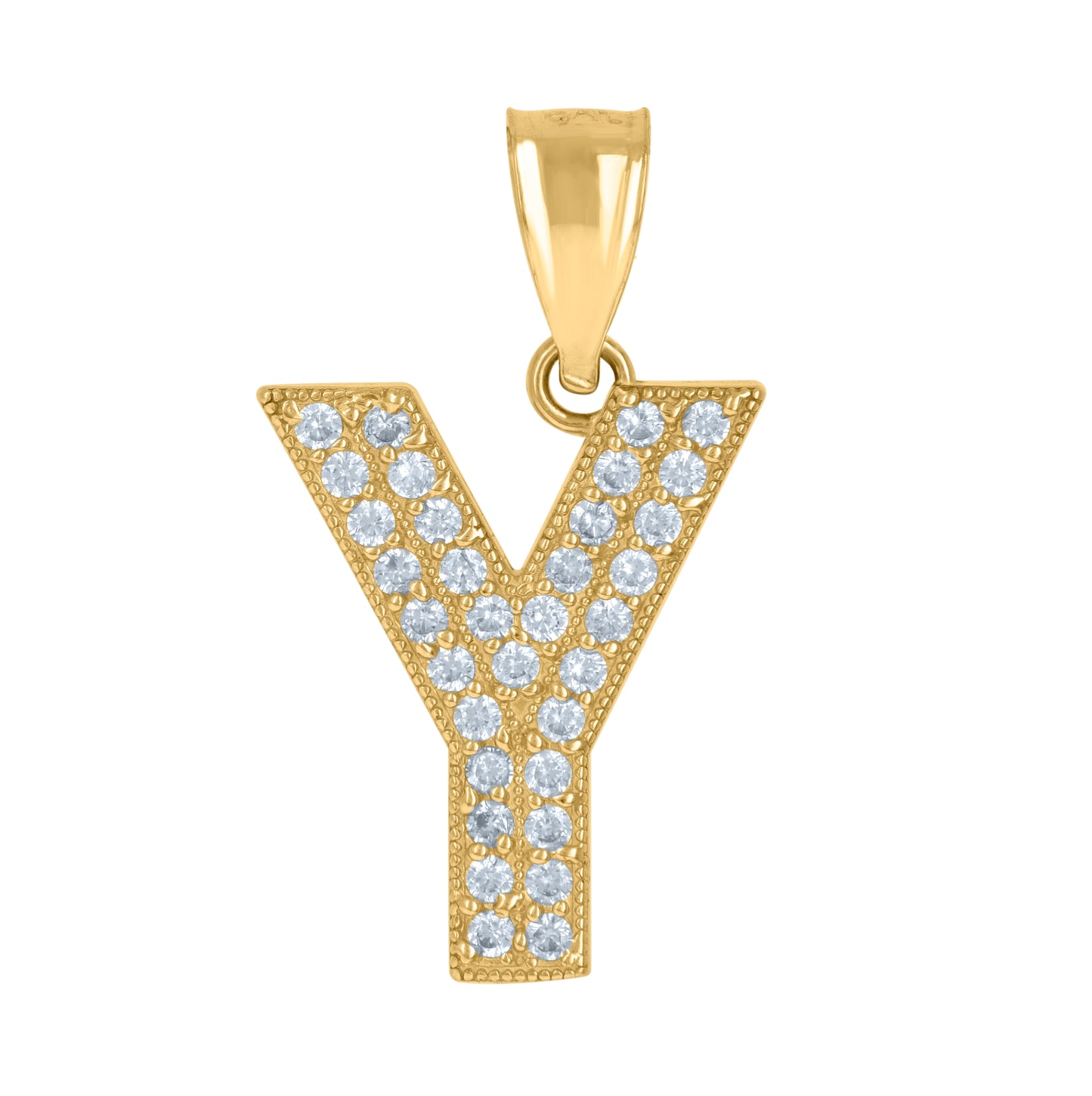10K Yellow Gold Womens Cubic Zirconia Alphabet Initial Charm Pendant