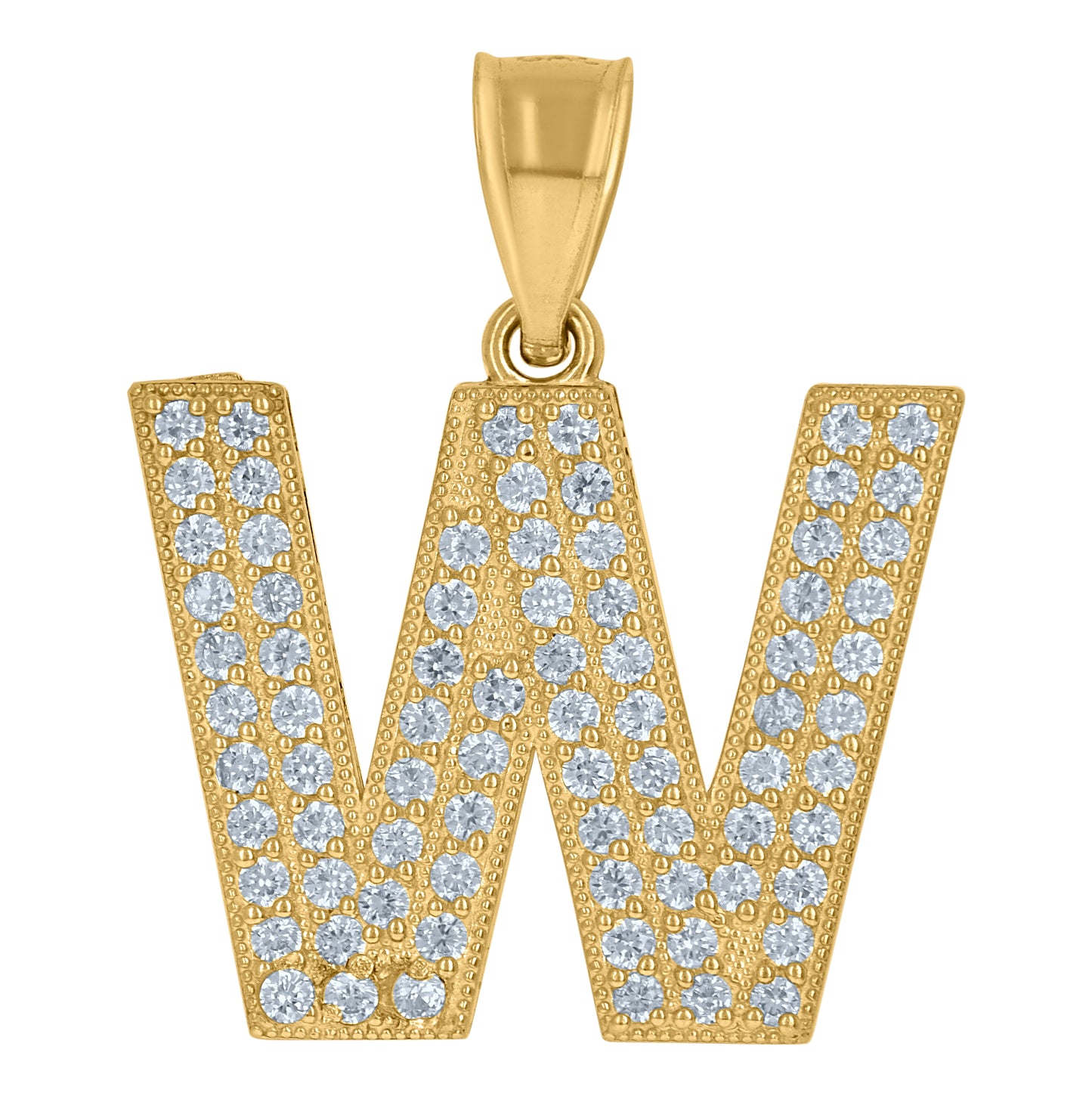 10K Yellow Gold Womens Cubic Zirconia Alphabet Initial Charm Pendant