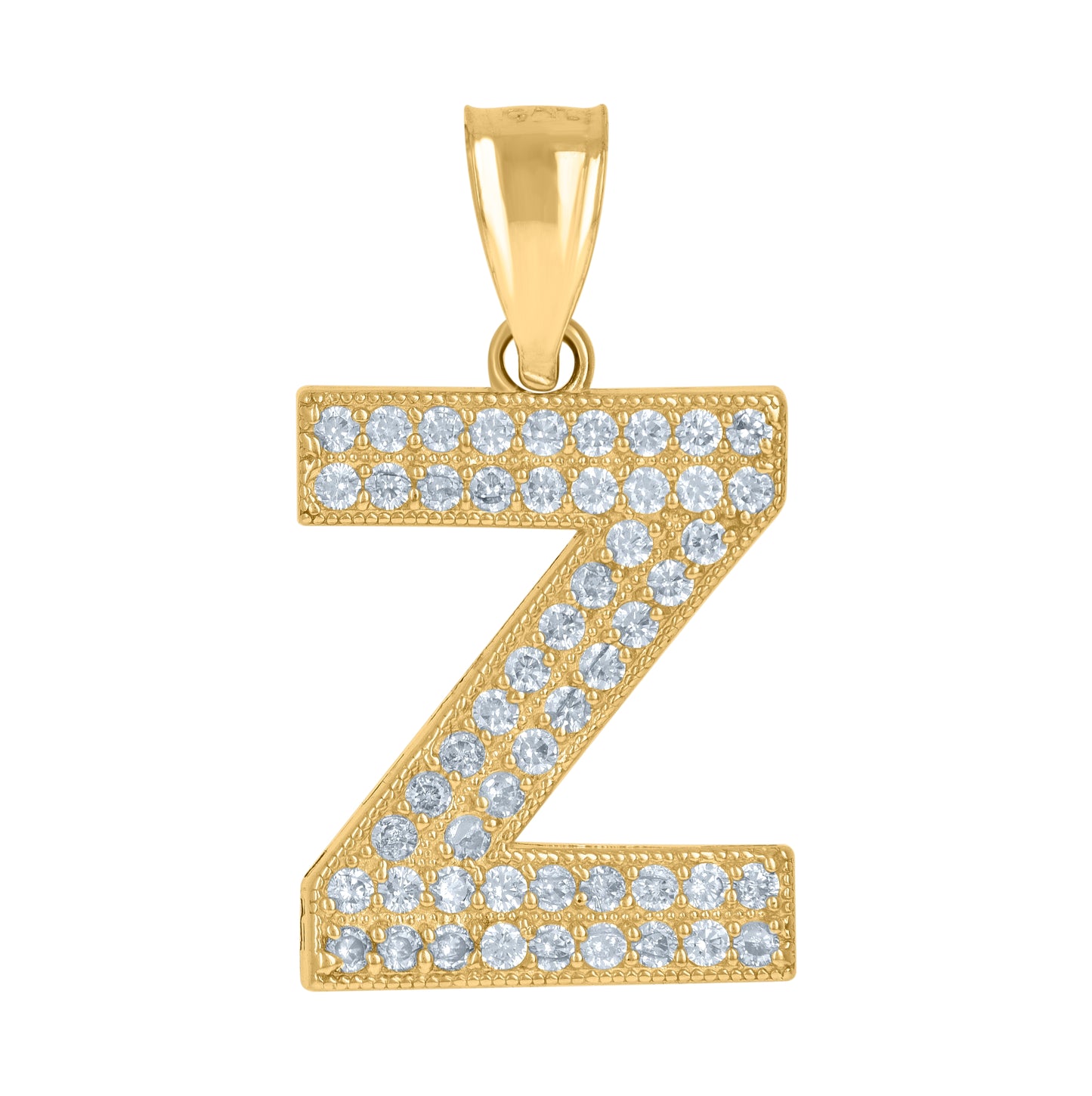 10K Yellow Gold Womens Cubic Zirconia Alphabet Initial Charm Pendant