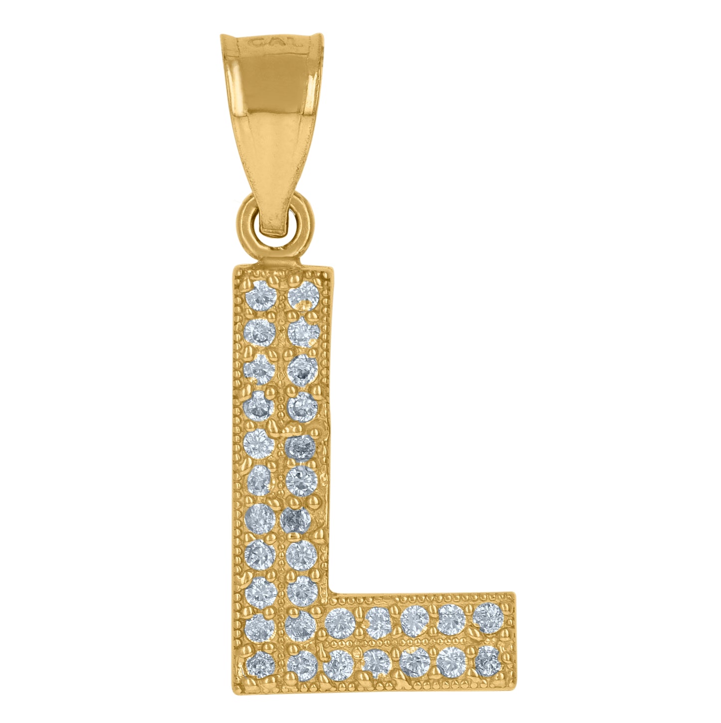 10K Yellow Gold Womens Cubic Zirconia Alphabet Initial Charm Pendant