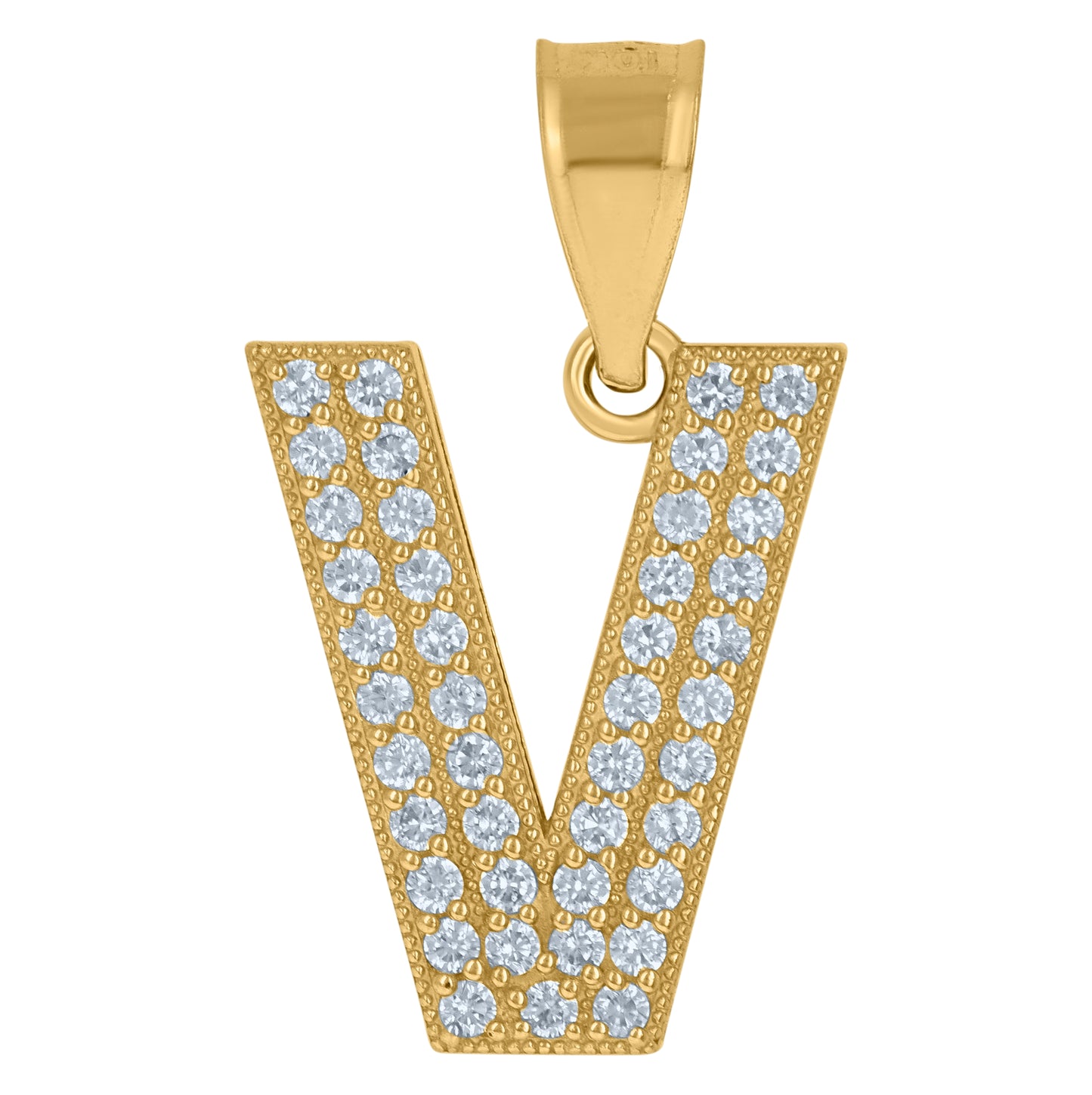 10K Yellow Gold Womens Cubic Zirconia Alphabet Initial Charm Pendant