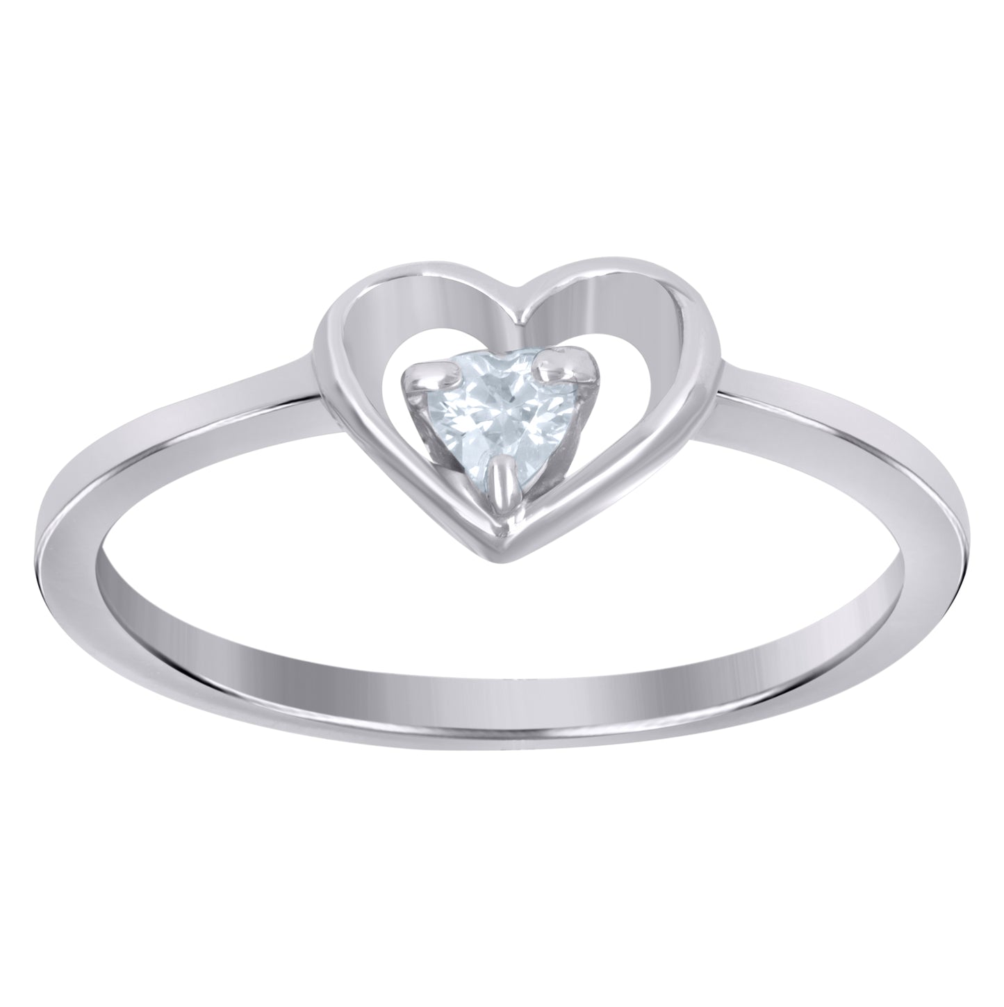 Sterling Silver Womens Trillion Cubic-Zirconia Heart Love Bridal Anniversary Wedding Engagement Band Ring Size 5 To 8