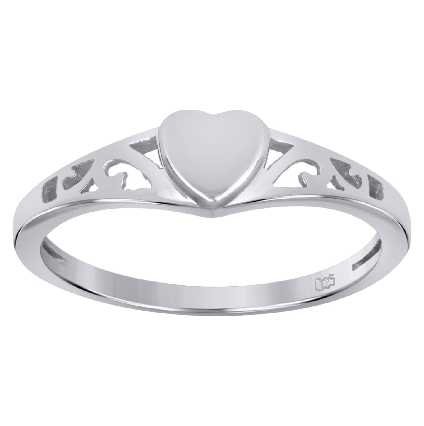 Sterling Silver Women's Heart Love Bridal Anniversary Wedding Engagement Band Ring Size 5 To 8
