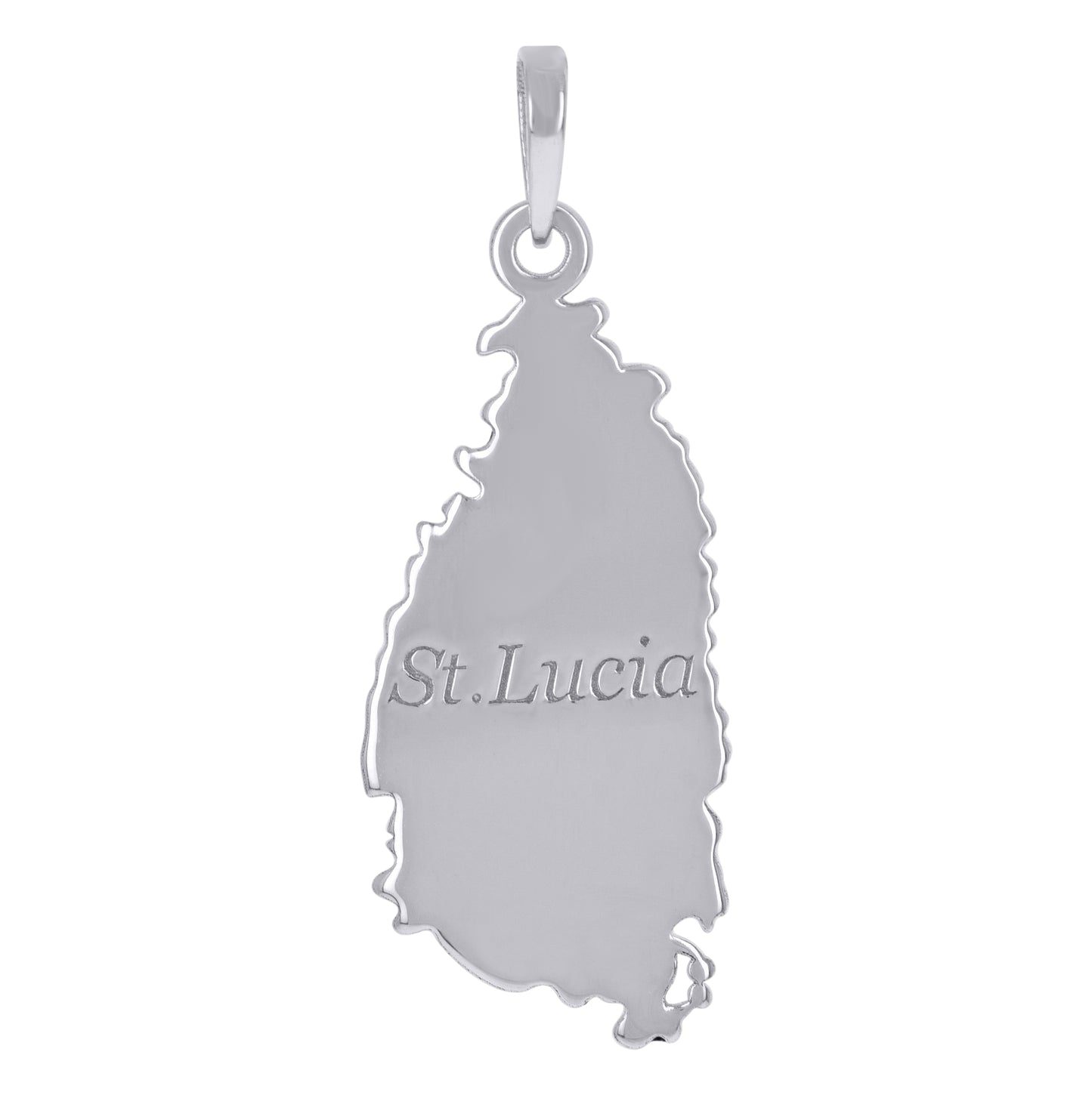 Sterling Silver Unisex St. Lucia Island Map Saints Charm Pendant