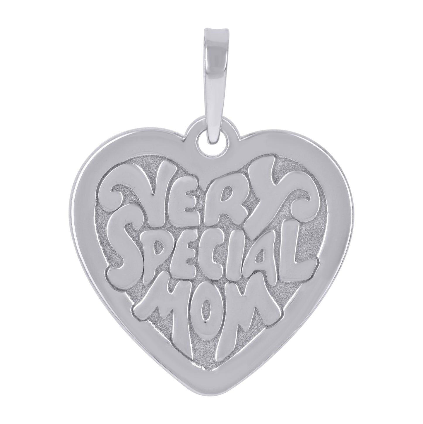 Sterling Silver Womens Very Special Mom Heart Charm Pendant