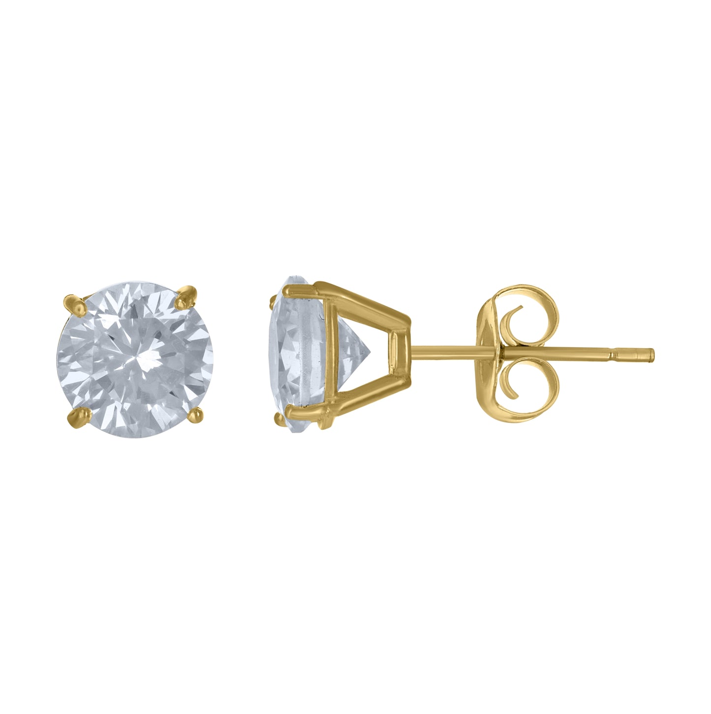 10K Yellow Gold Unisex Cubic-Zirconia Round Stud Earrings