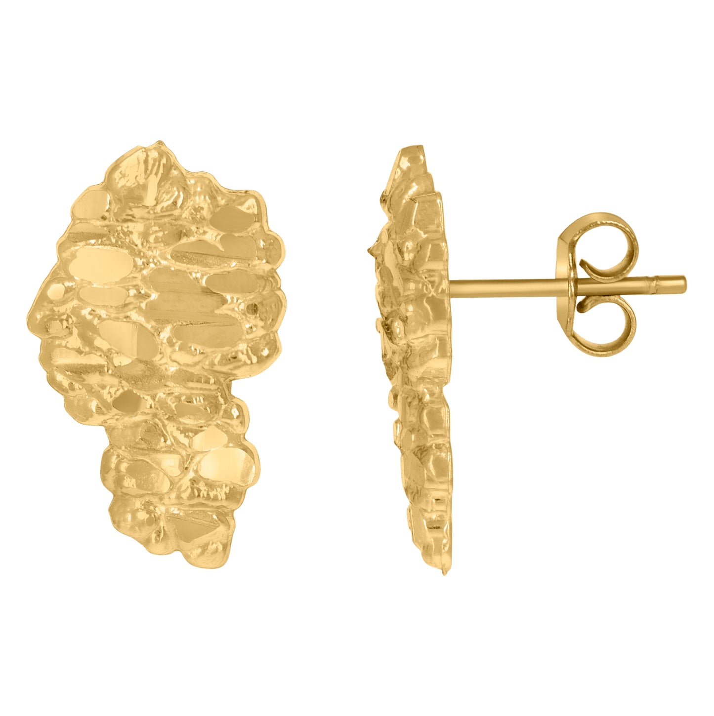 10K Yellow Gold Mens Map Stud Earrings