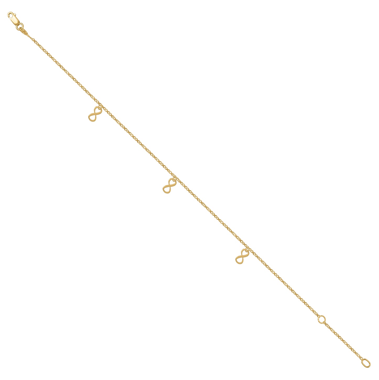 14K Yellow Gold Womens Infinity Charm Anklet