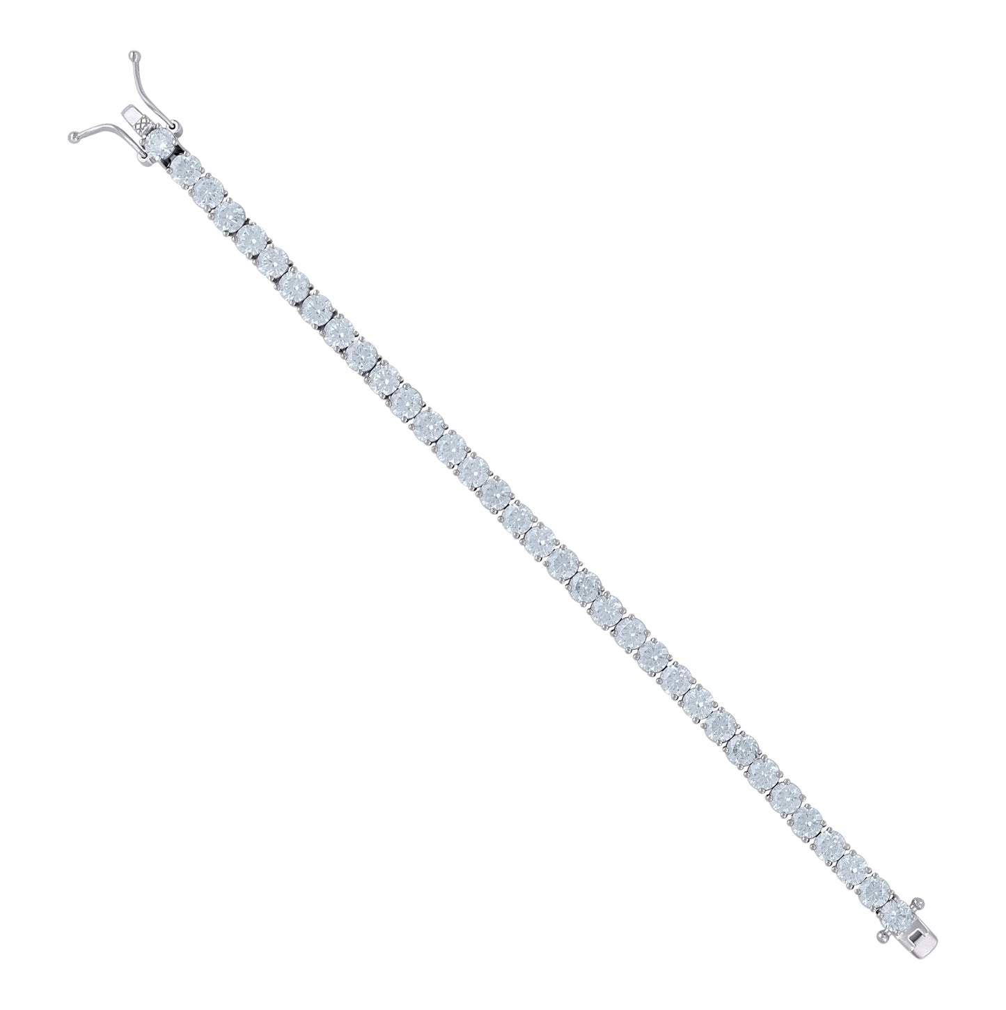 Sterling Silver Womens Cubic-Zirconia Tennis Bracelet 7 Inches