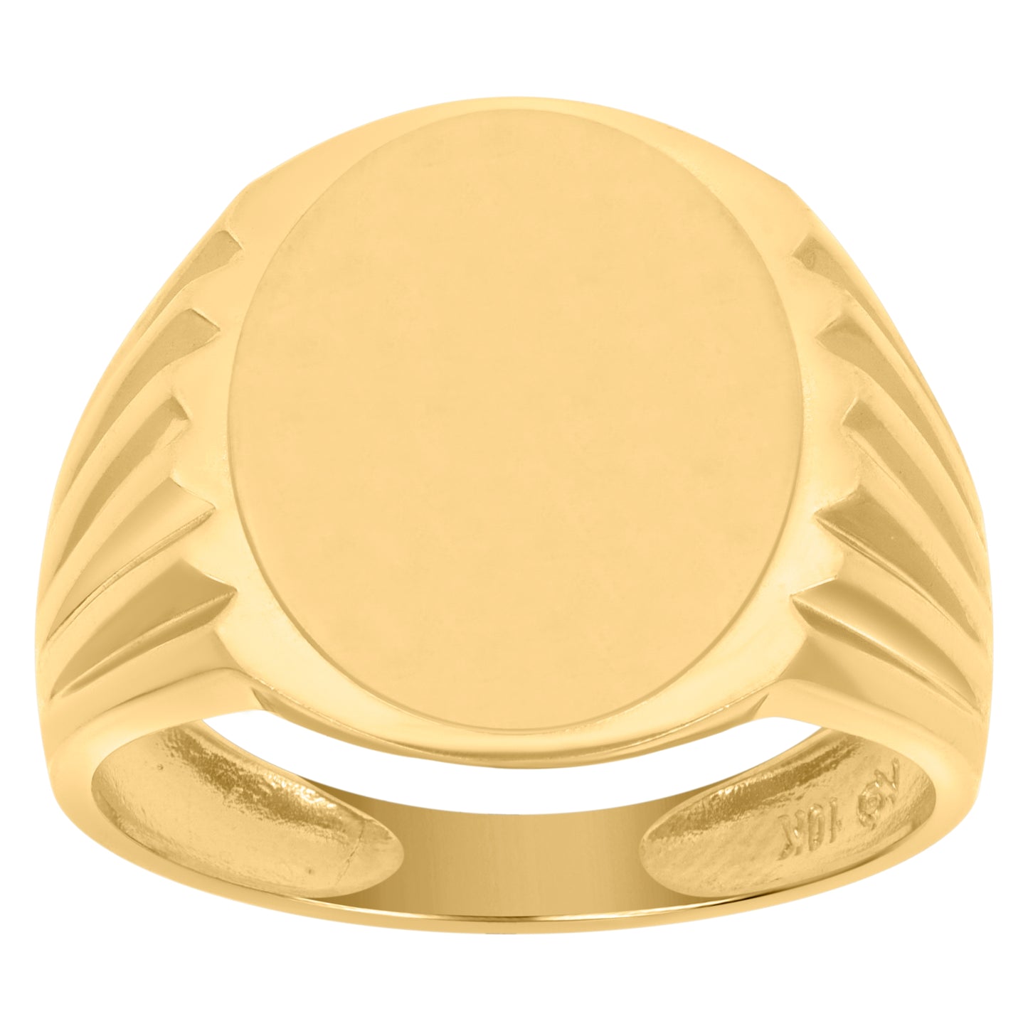 10K Yellow Gold Mens Oval Head Signet Ring