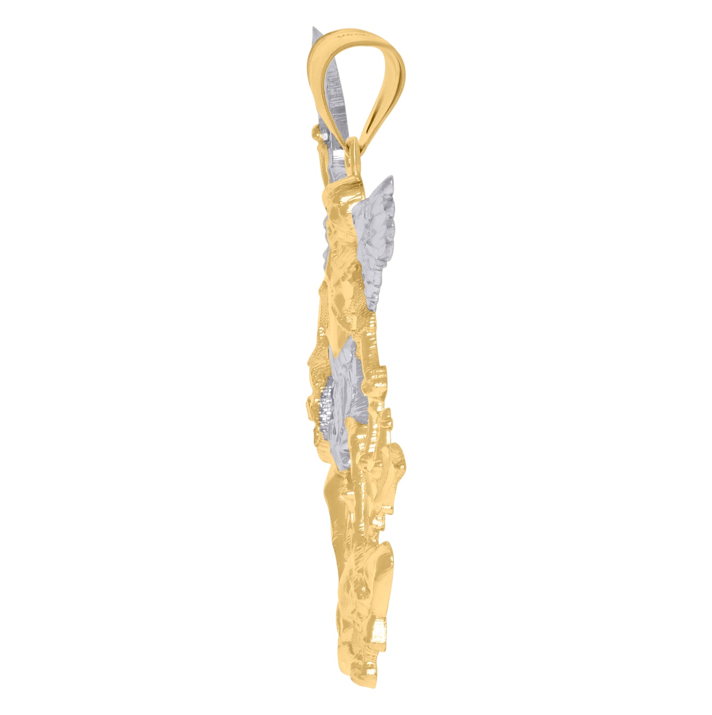 10K Two-Tone Gold Mens St. Michael Religious Charm Pendant
