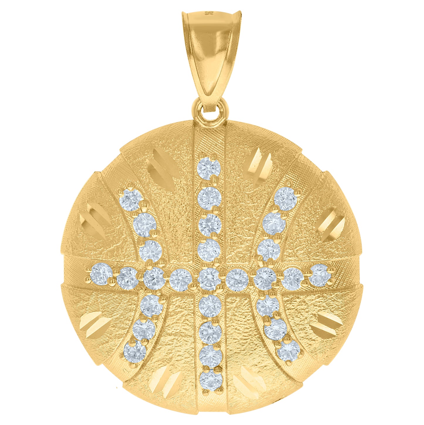 10K Two-Tone Gold Mens Cubic-Zirconia Football Rugby Sports Charm Pendant