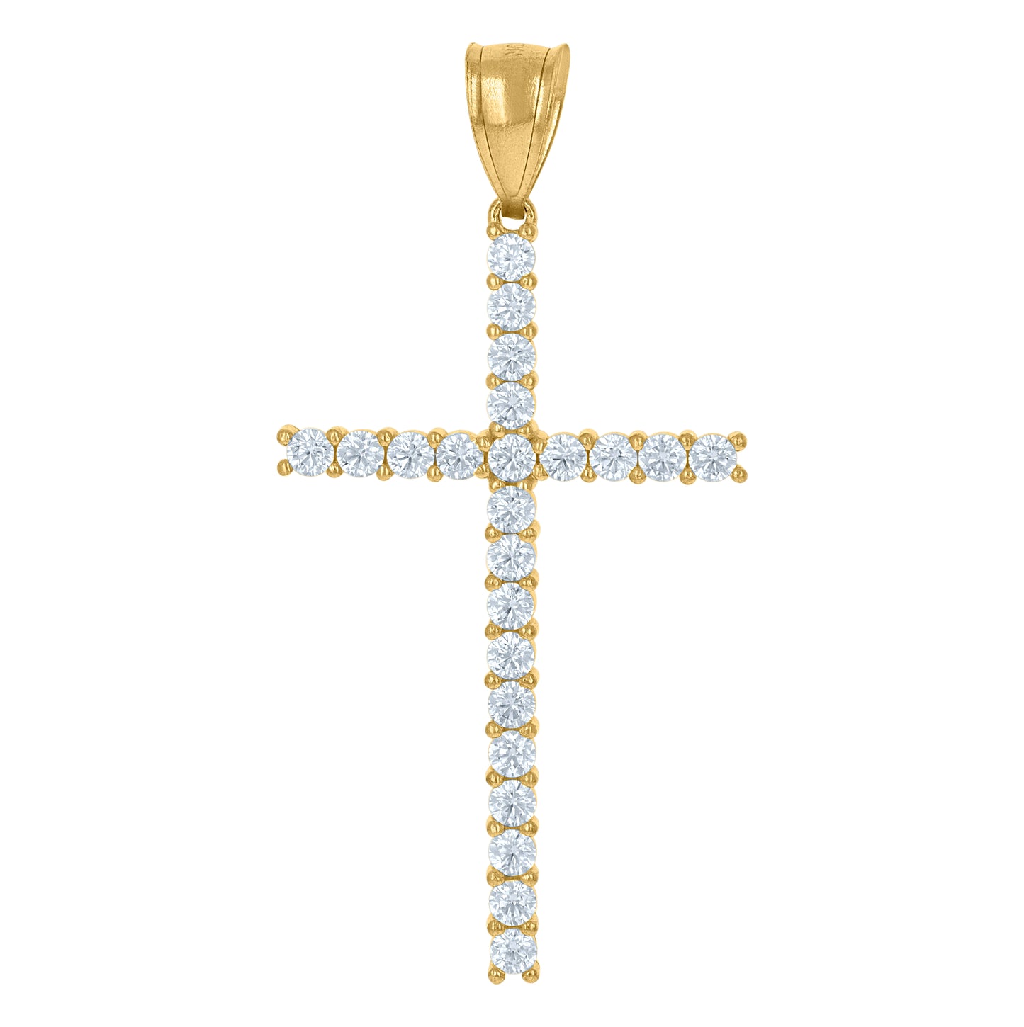 10K Yellow Gold Mens Cubic-Zirconia Cross Religious Charm Pendant