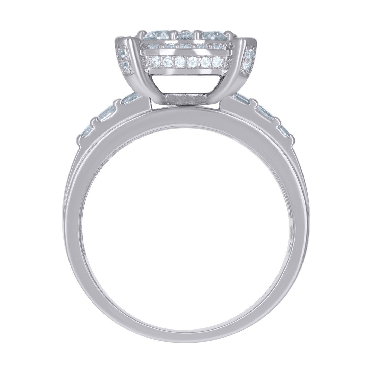Sterling Silver Womens Baguette Cubic Zirconia Bridal Anniversary Engagement Wedding Ring