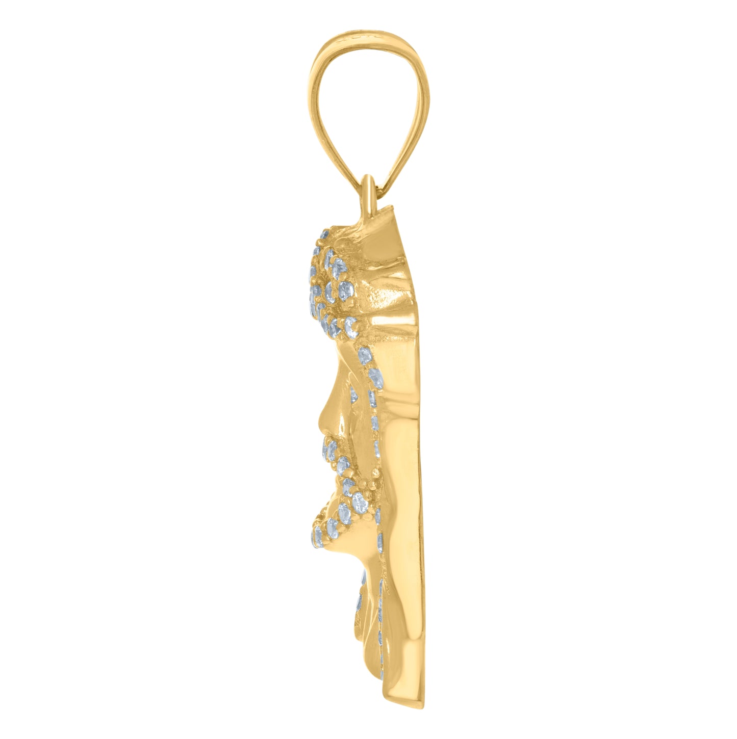 10K Yellow Gold Mens Cubic-Zirconia Jesus Religious Charm Pendant