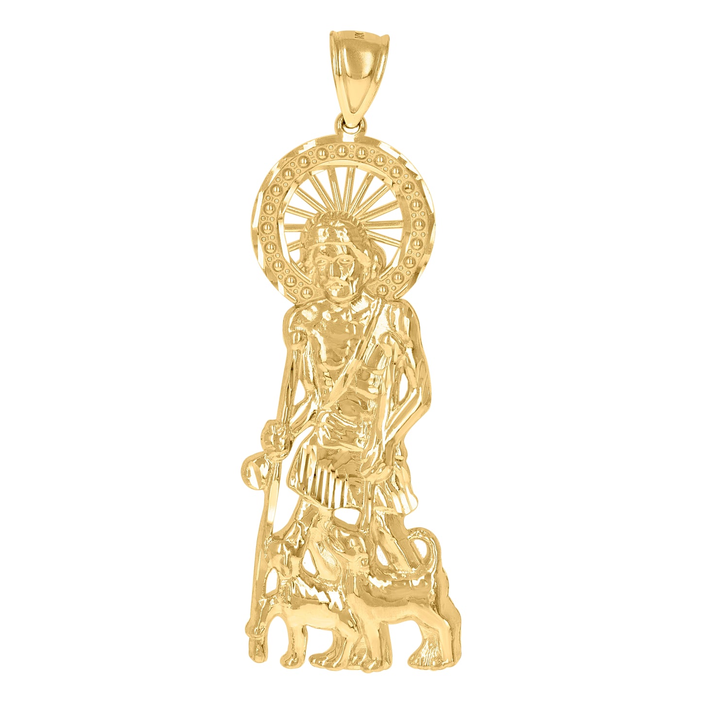 10K Yellow Gold Mens St. Lazarus Religious Charm Pendant