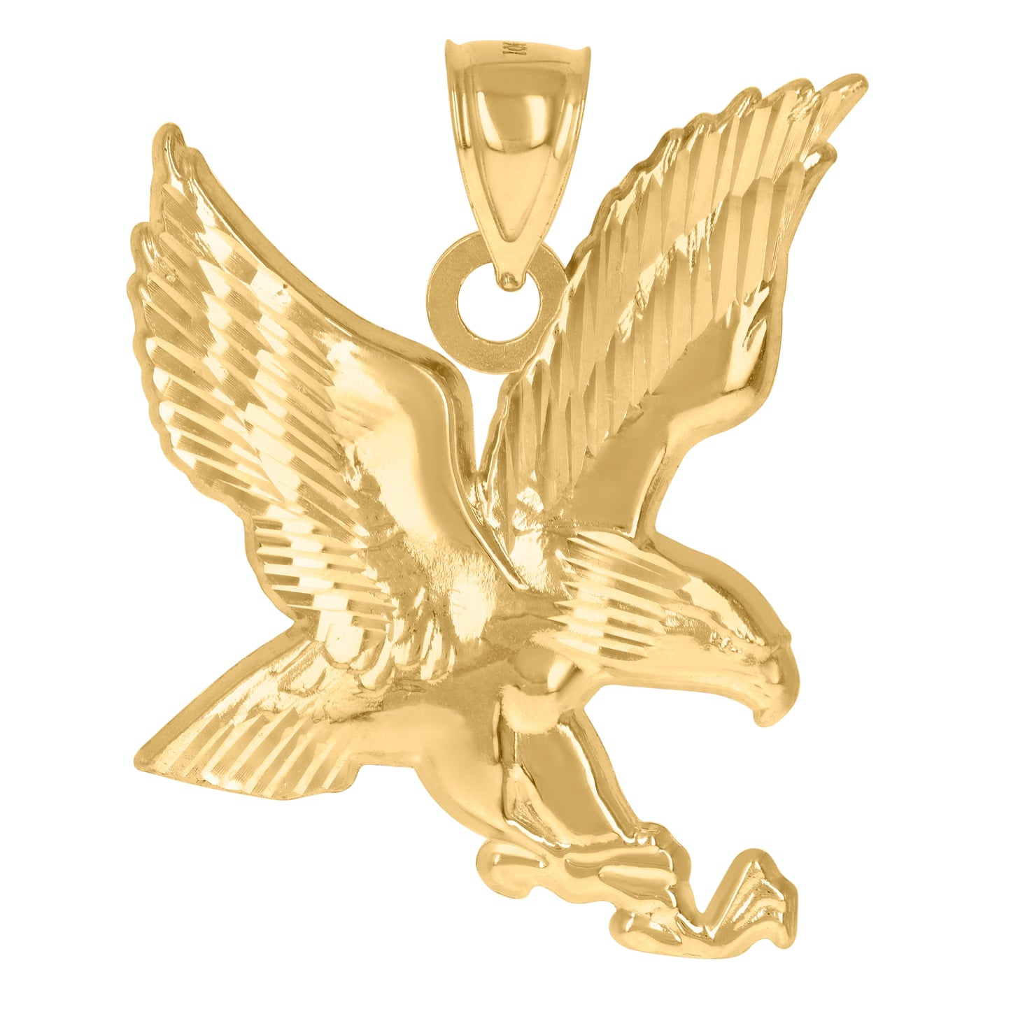 10K Yellow Gold Mens Wildlife Bird Eagle Patriotism Charm Pendant