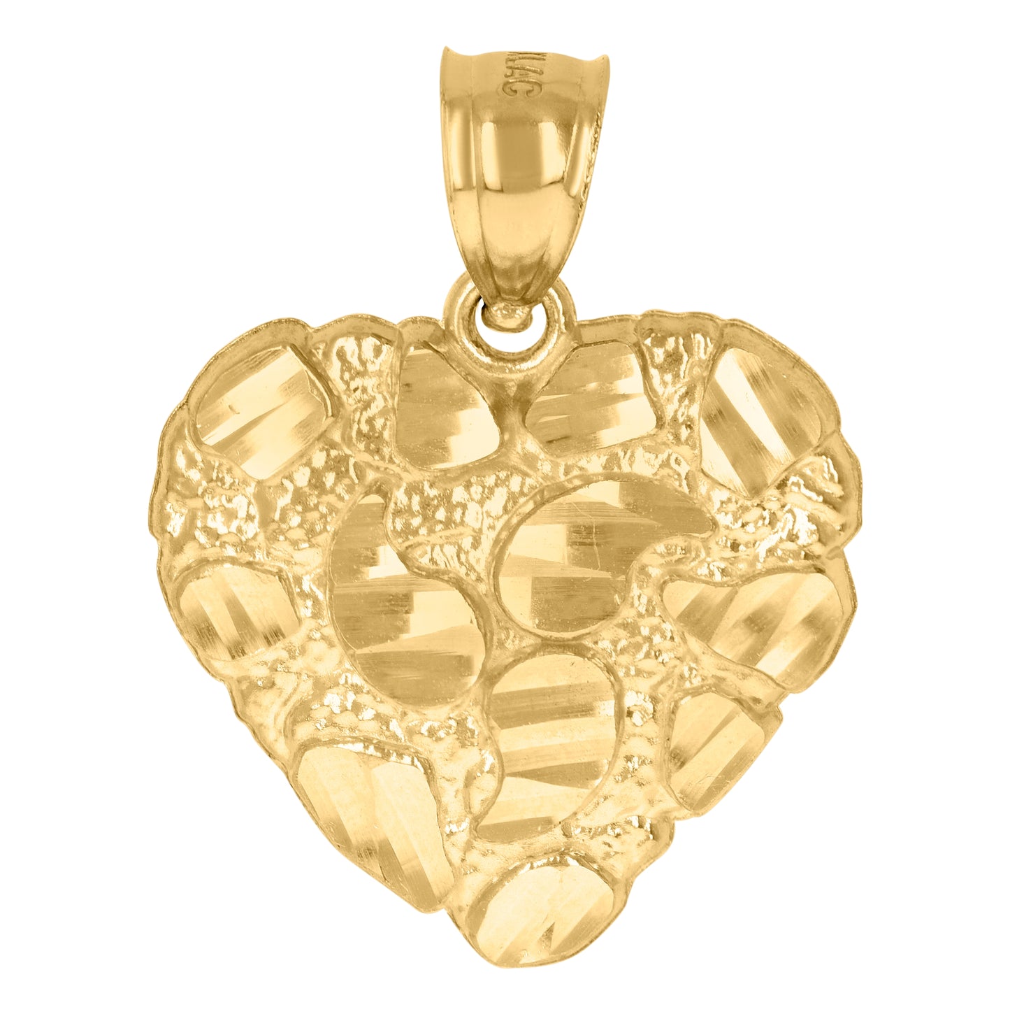 10K Yellow Gold Mens Heart Nugget Charm Pendant
