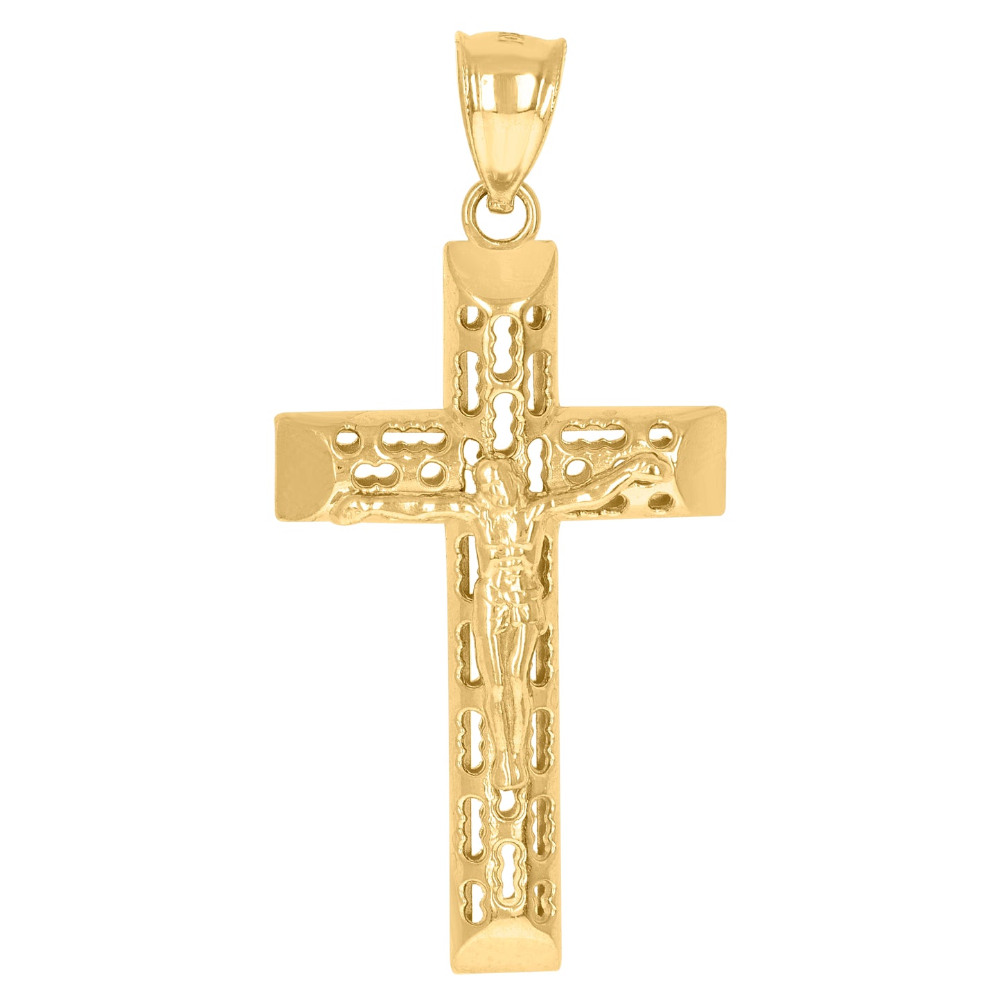 10K Yellow Gold Mens Crucifix Religious Charm Pendant