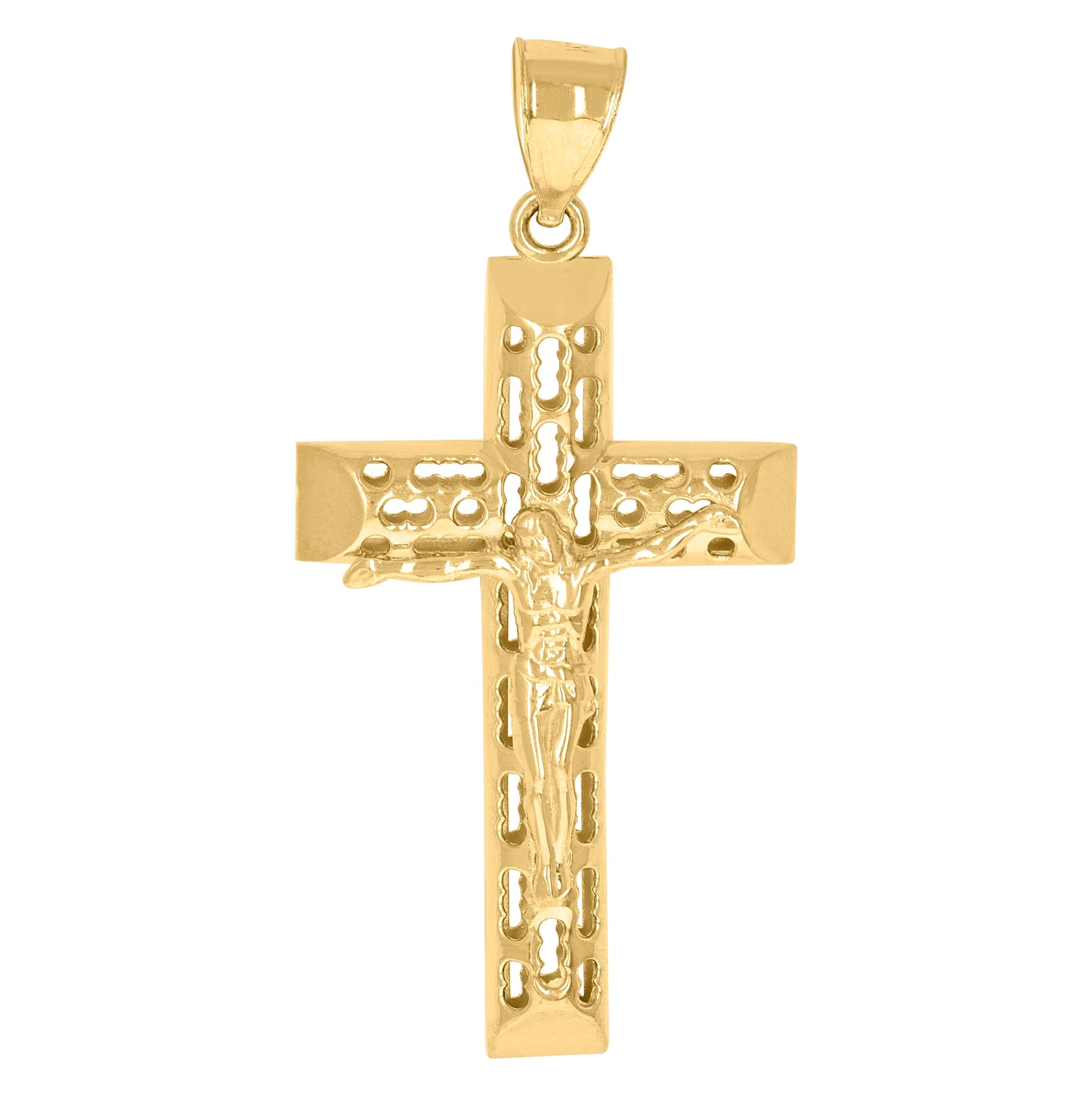 10K Yellow Gold Mens Crucifix Religious Charm Pendant