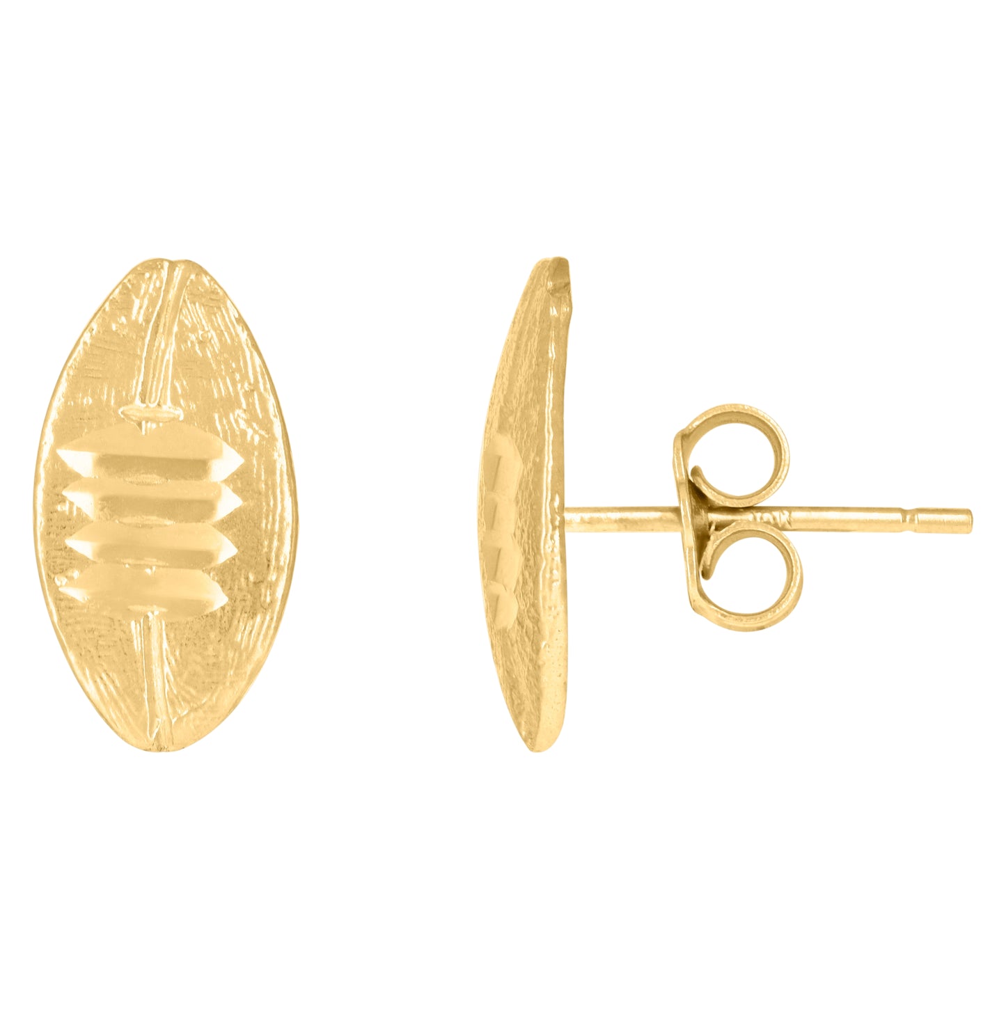 10K Yellow Gold Mens Rugby Fashion Stud Earrings