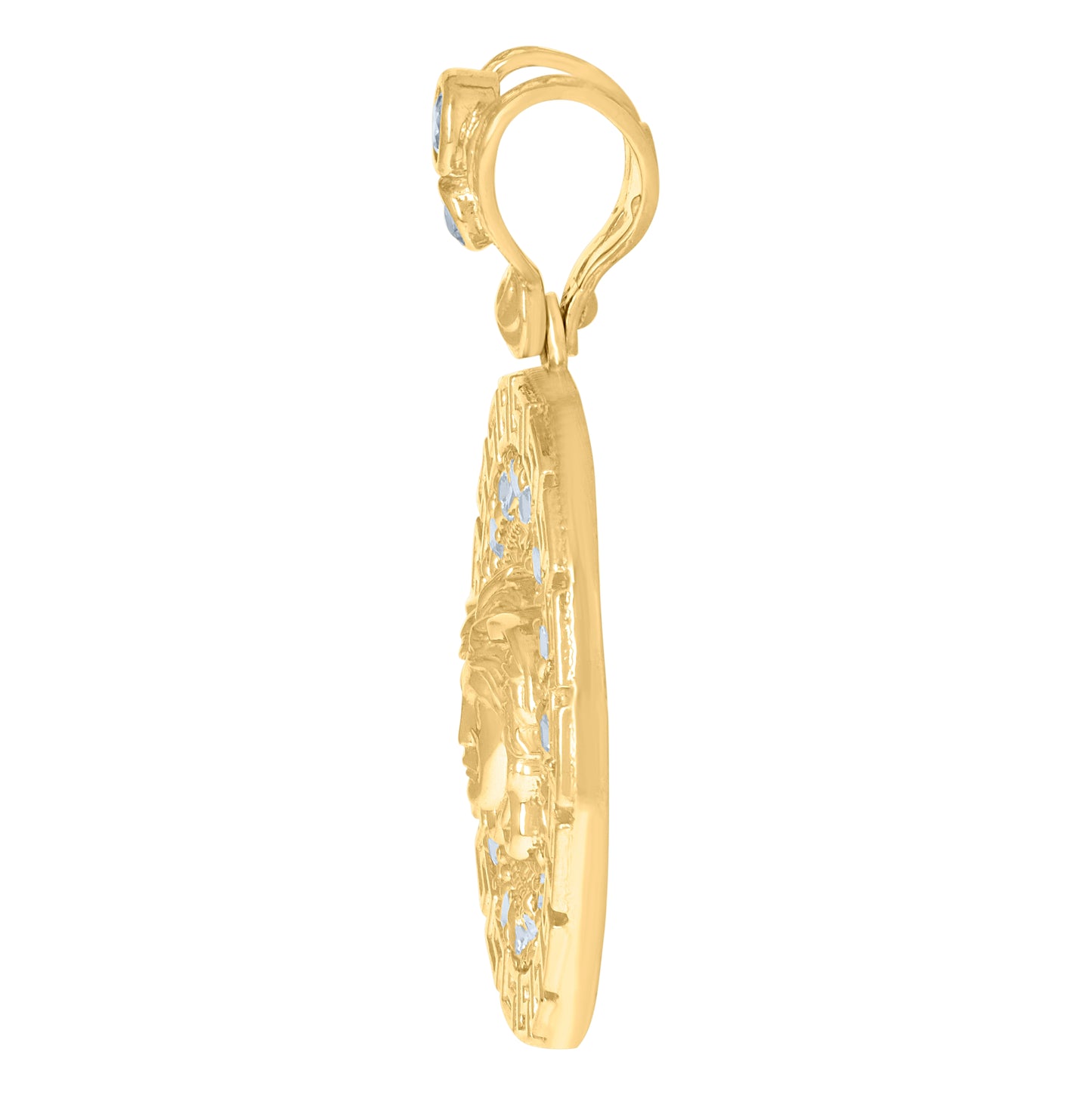 10K Yellow Gold Mens Princess-cut Round Cubic-Zirconia Medusa Egyptian Fashion Charm Pendant