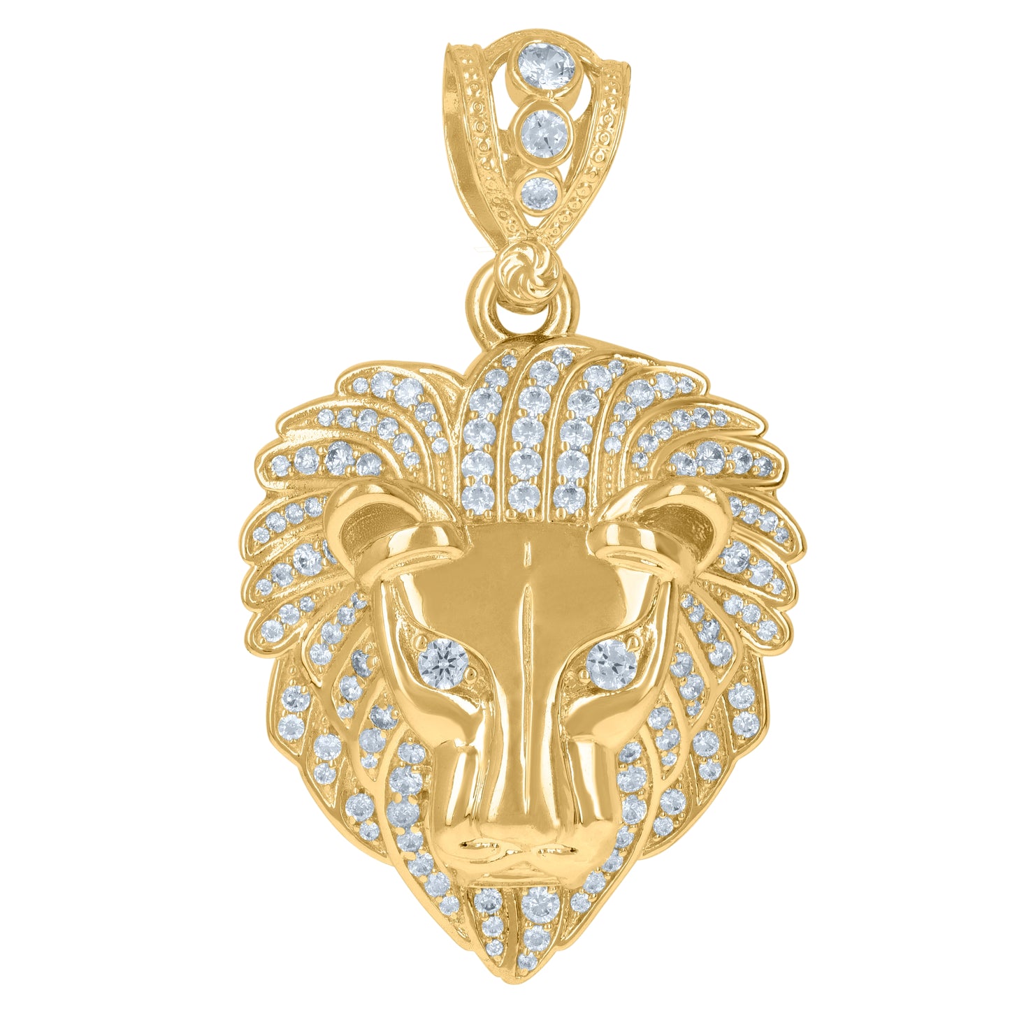 10K Yellow Gold Mens Cubic-Zirconia Zodiac Sign Leo Lion Charm Pendant
