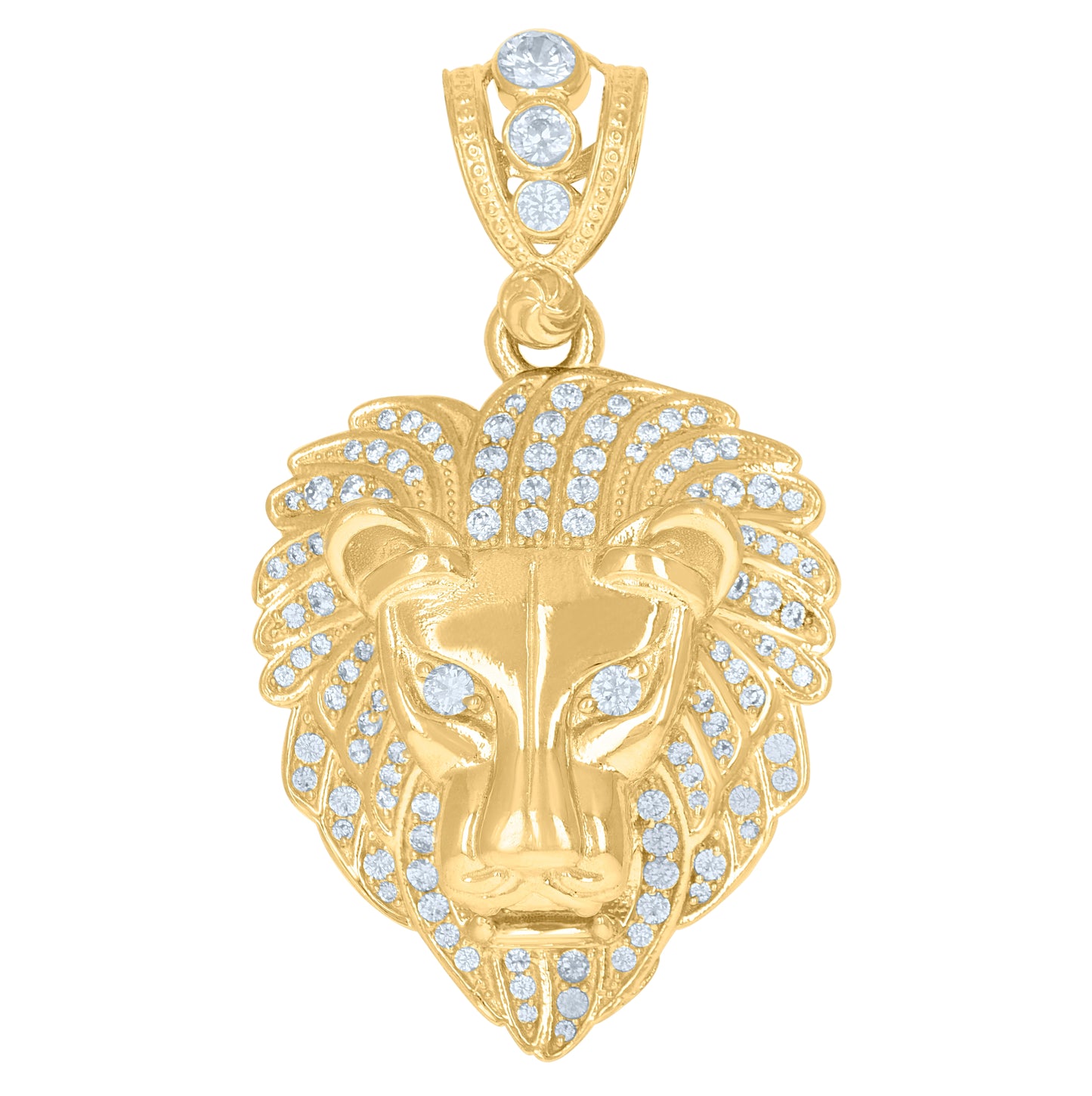 10K Yellow Gold Mens Cubic-Zirconia Zodiac Sign Leo Lion Charm Pendant