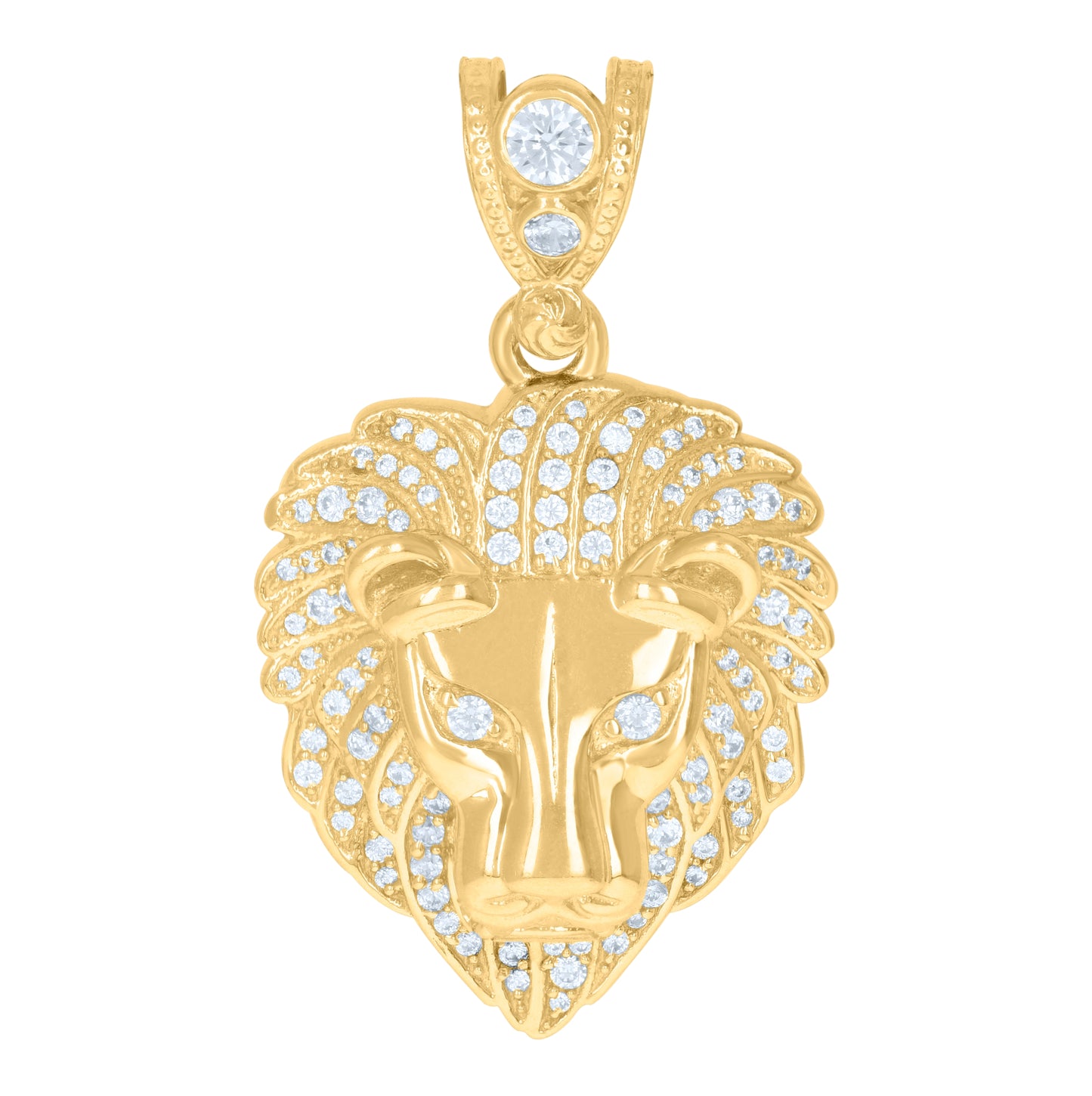 10K Yellow Gold Mens Cubic-Zirconia Zodiac Sign Leo Lion Charm Pendant